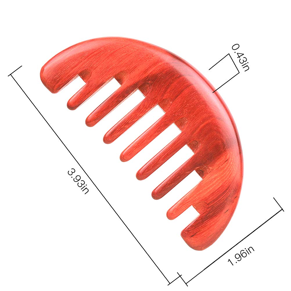 ERZA SCARLET Wooden Head Massage Comb - Wide Tooth Ebony Comb for Scalp, Hair & Breast Massage (African Camwood) - Perfect for Relaxation, Stress Relief & Hair Care
