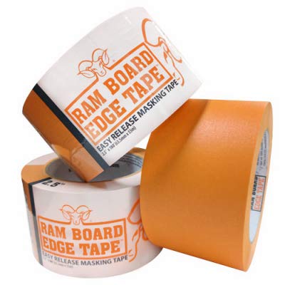 Ram Board RBET 2.5-180 Edge Tape, 2.5-inch x 180ft, Pack of 16 Rolls - Heavy-Duty Floor Protection for Construction, Renovation, and DIY Projects