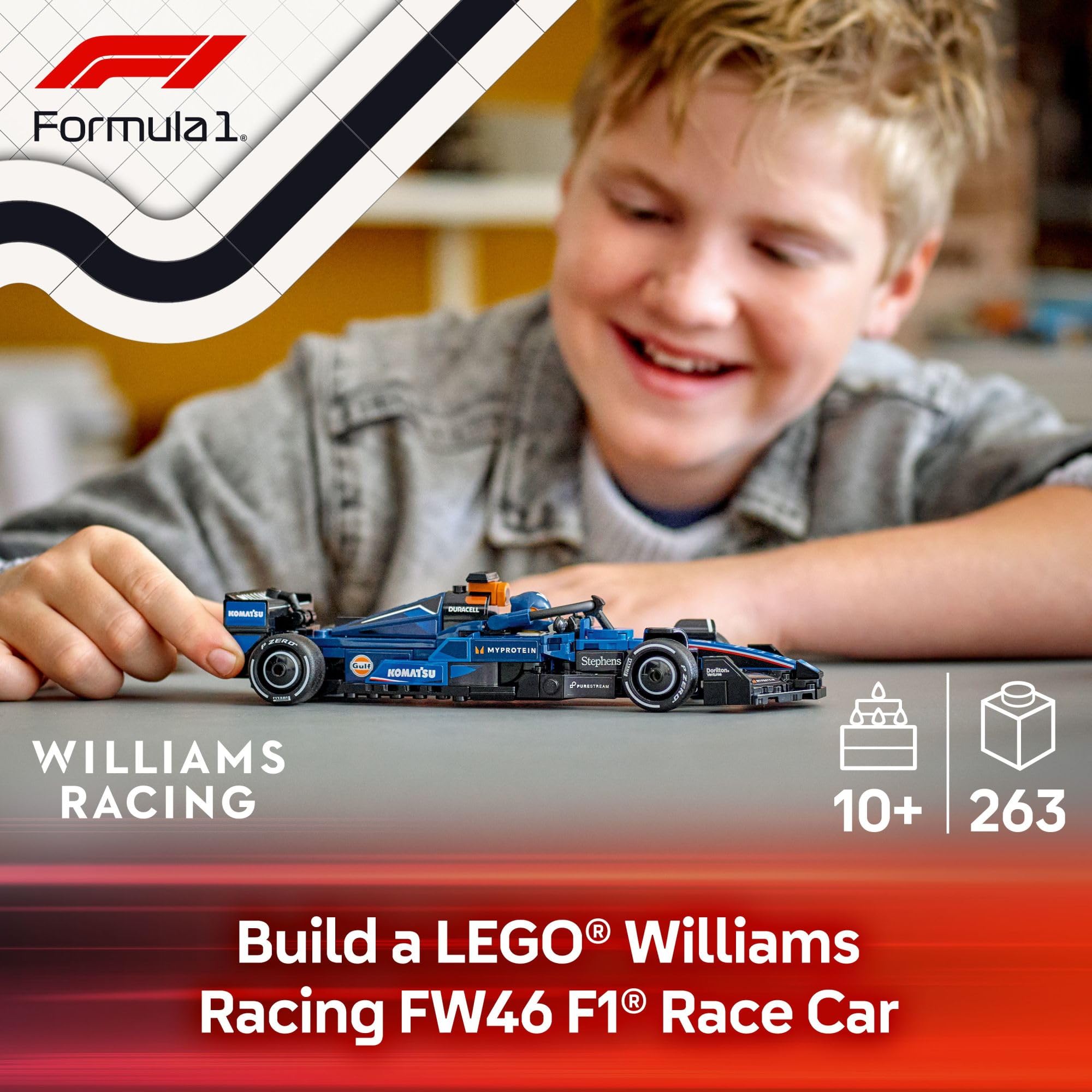 LEGO Speed Champions Williams Racing FW46 F1 Race Car Building Set - 769 Pieces, STEM Toy for Kids Ages 10+ (Model 77249) | Perfect Gift for F1 Fans, Birthday & Christmas | Collectible Display Piece for Racing Enthusiasts & Home Decor