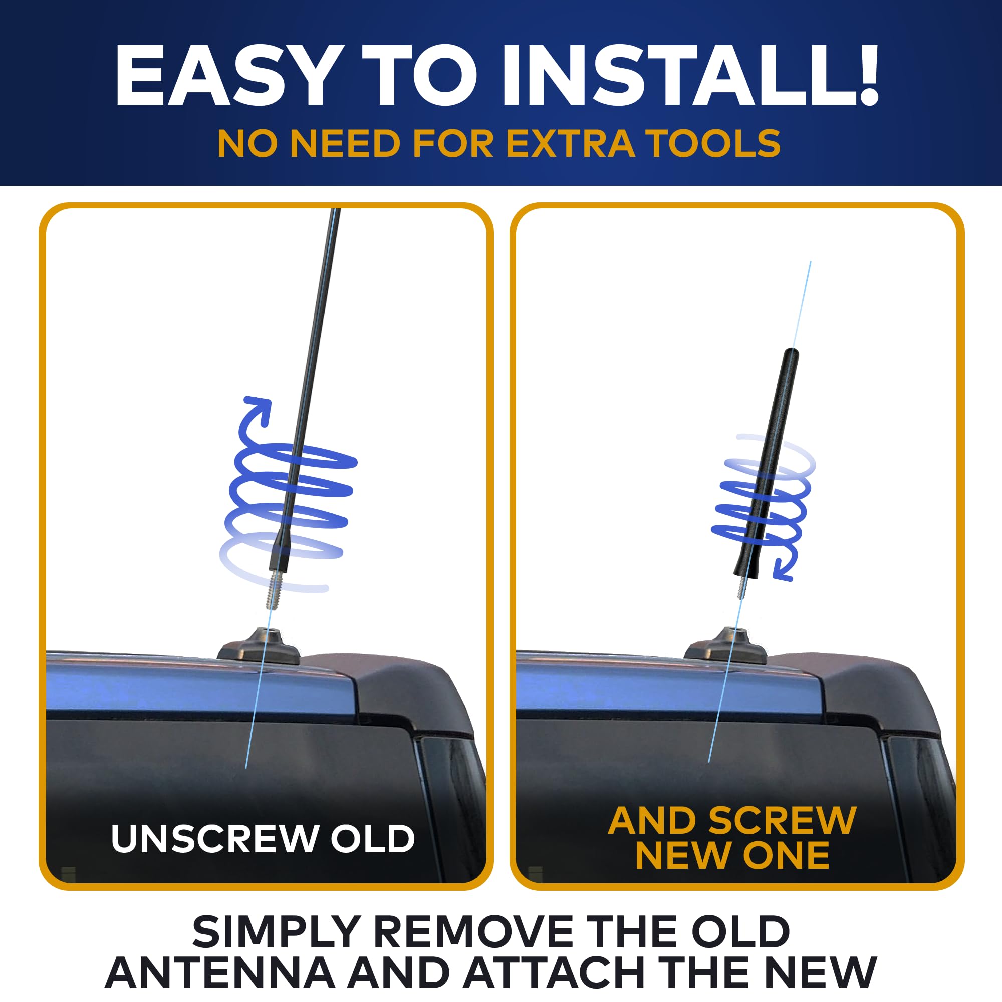 6.34 Inch Short Antenna Mast for Honda Element (2003-2011) - Durable Car Wash-Proof FM/AM Radio Antenna - Rugged Black Design - Perfect for City Driving & Car Wash Safety