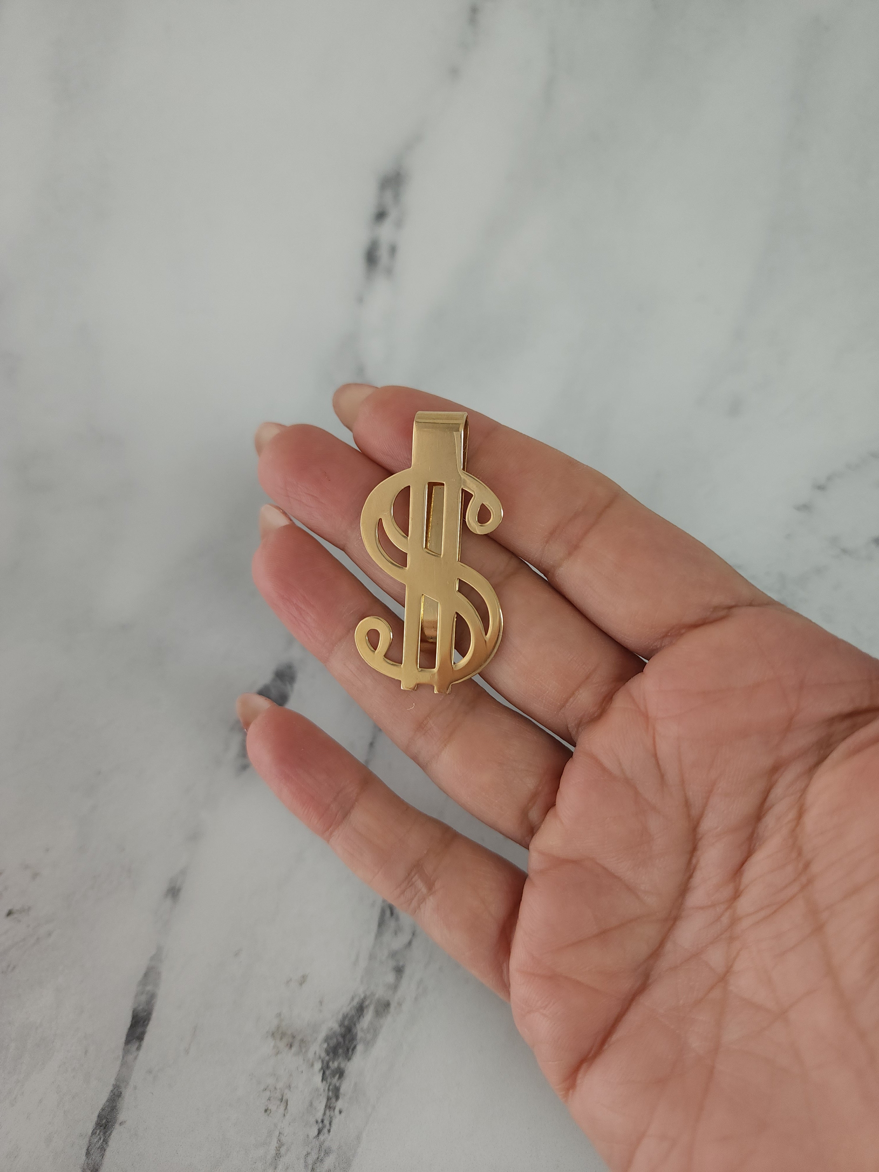 14K Yellow Gold Money Clip with Dollar Sign Symbol - Elegant & Secure Cash Holder for Men, Perfect for Weddings, Business Gifts & Everyday Use