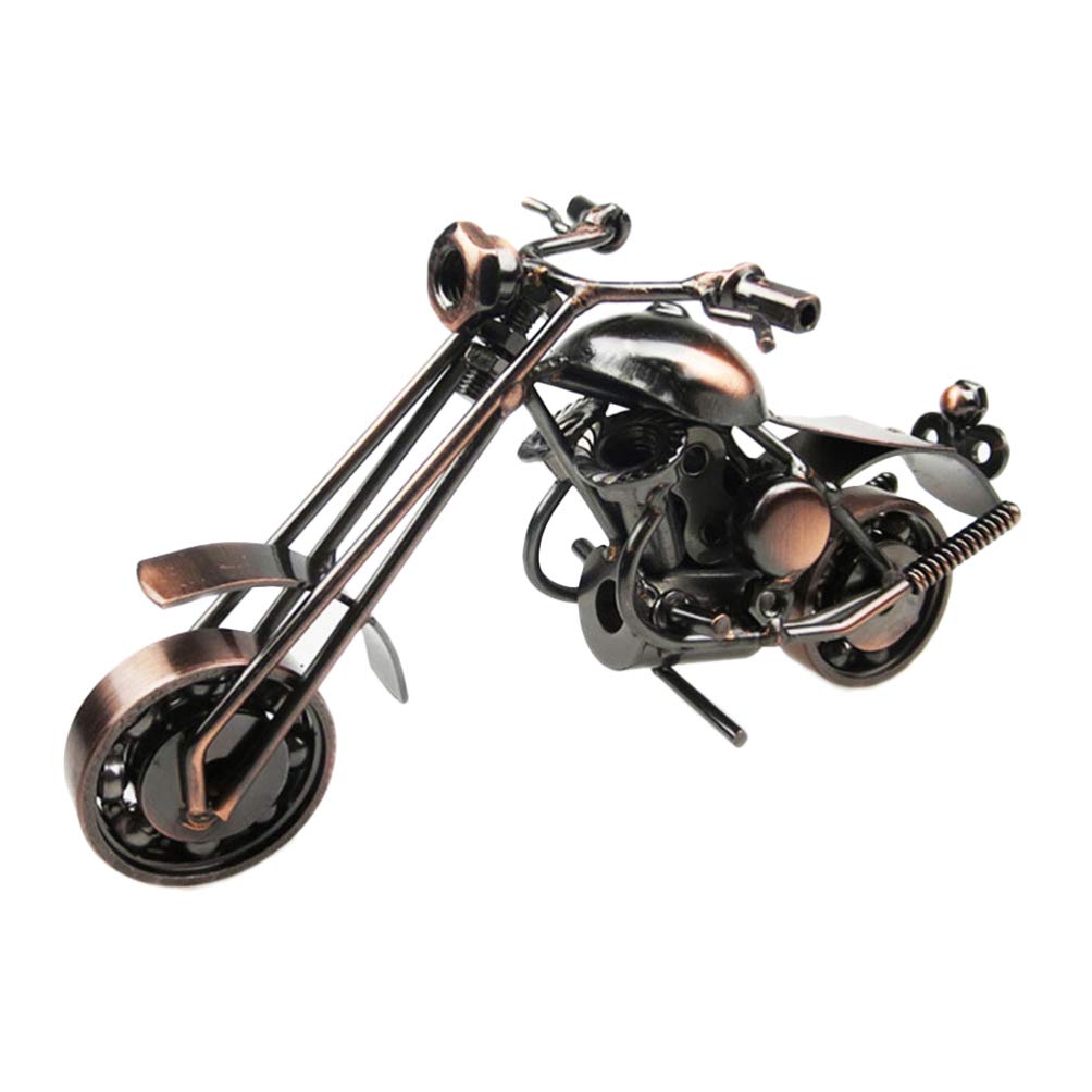 Vintage Iron Motorcycle Model - Retro Metal Sculpture for Motorcycle Lovers, Home & Office Decor (Bronze)