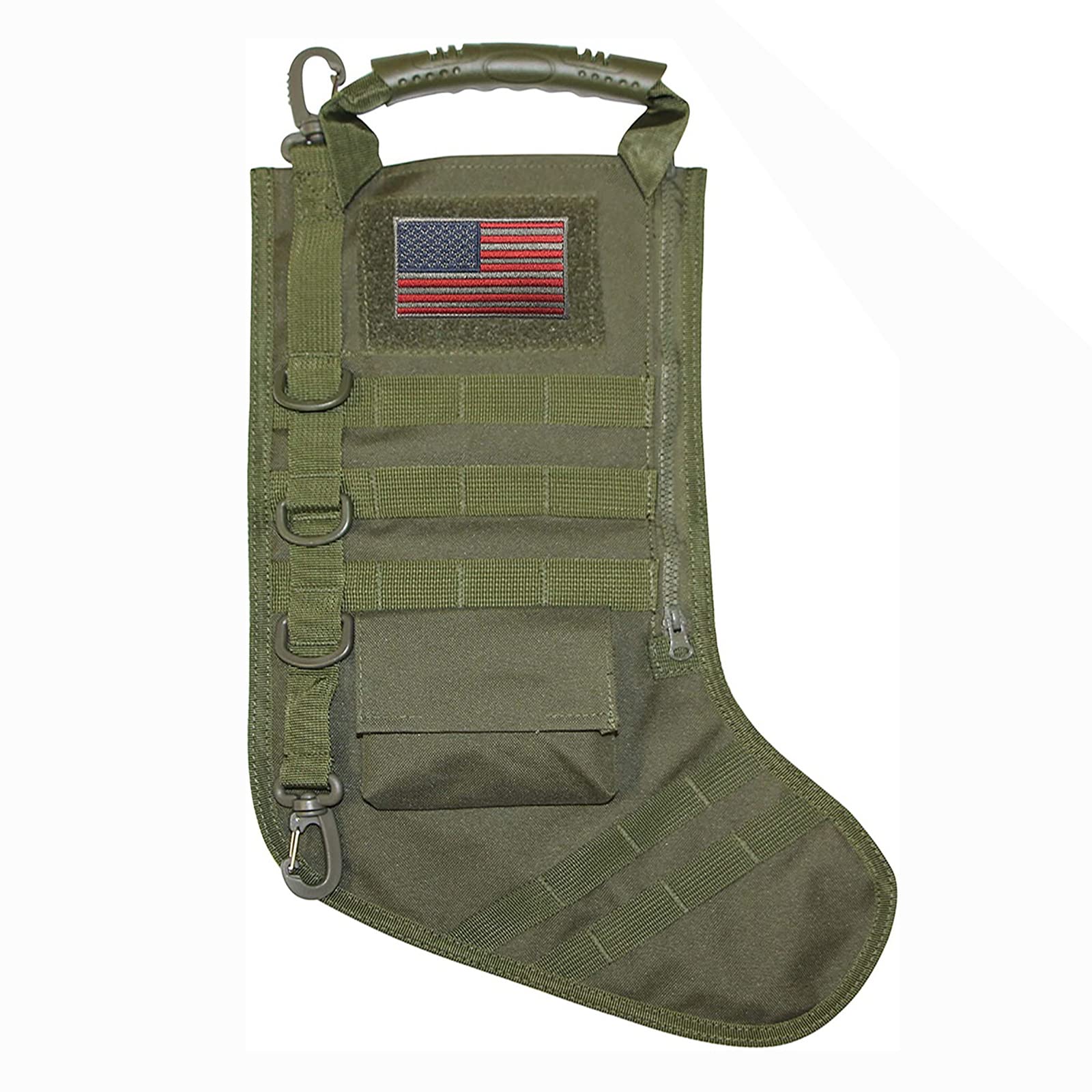 JYMEI Tactical Christmas Stocking with Handle - Large Military Storage Bag for Xmas Gifts, Decor & Outdoor Adventures | Perfect for Family Holiday Decorations, Veterans & Tactical Enthusiasts