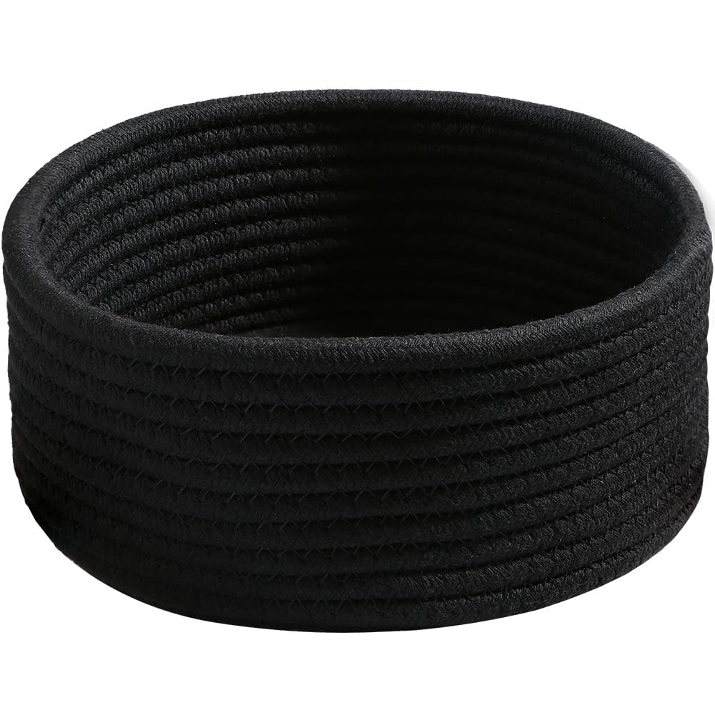 Large Black Woven Storage Basket with Handle - 10.6