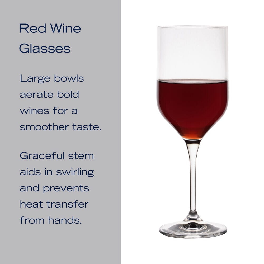 Premium Upton Set of 4 Crystal Red Wine Glasses - 16oz Elegant Stemware for Cabernet, Merlot & Pinot Noir - Perfect for Dinner Parties, Wine Tasting & Romantic Evenings