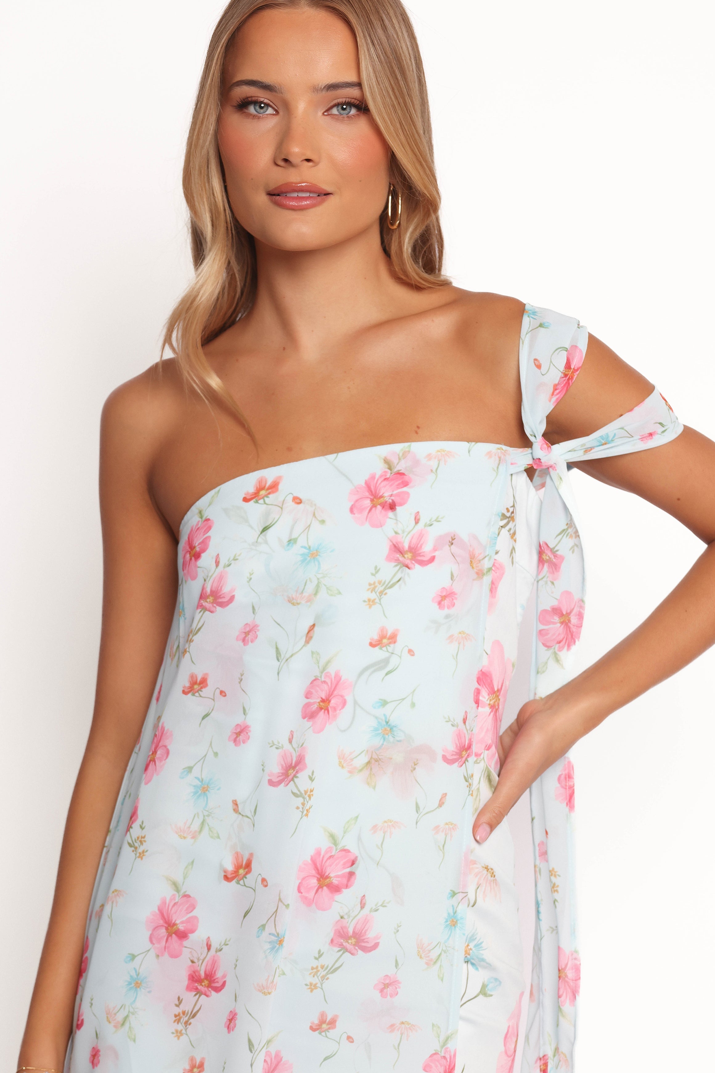 Eloisa Maxi Dress - Blue Floral Print Long Summer Dress for Women, Beach Wedding & Vacation Outfit