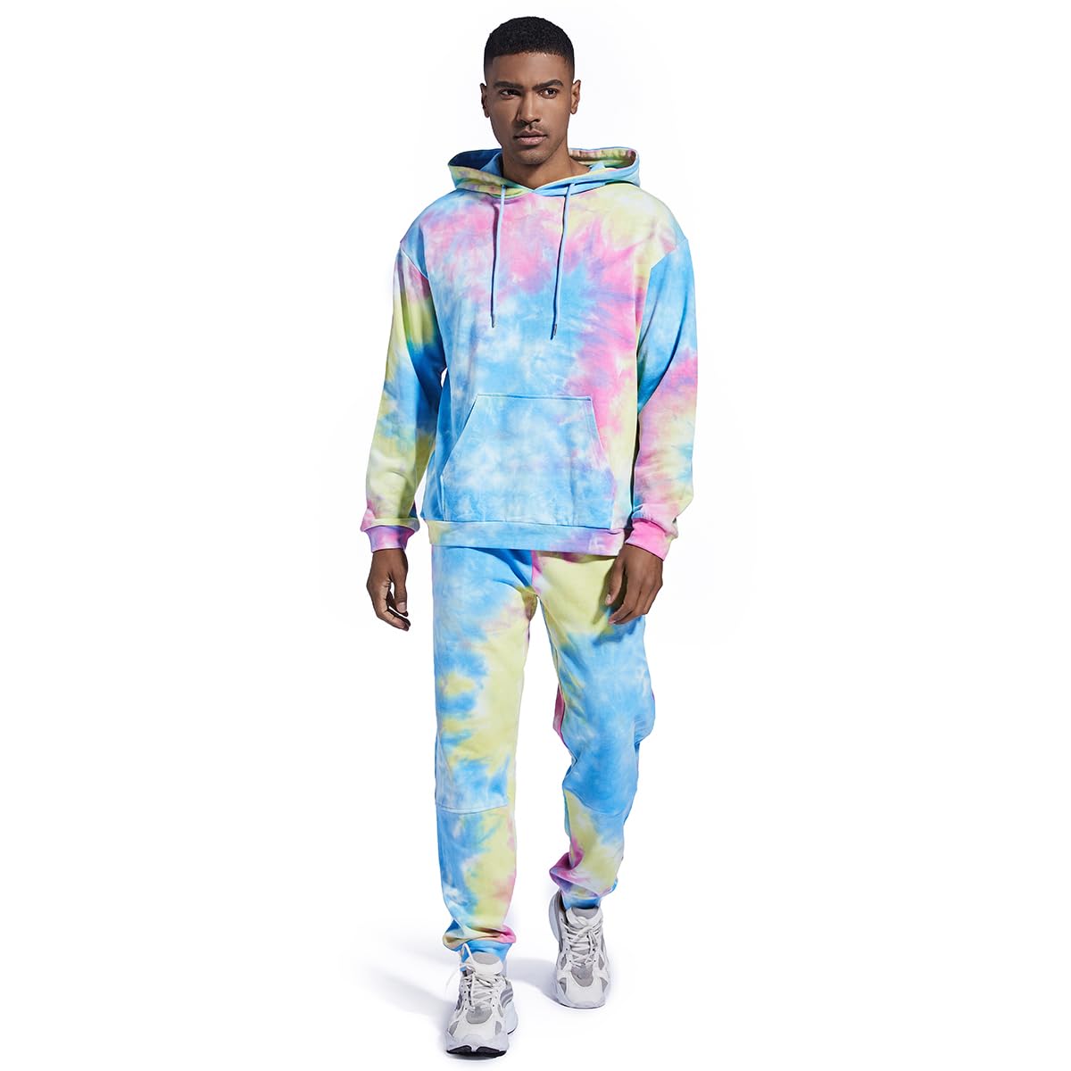 Nanaco Men's Oversized Tie-Dye Tracksuit Set - 2 Piece Hoodie & Jogger Sweatsuit with Pockets | Streetwear, Lounge Wear & Gym Outfit