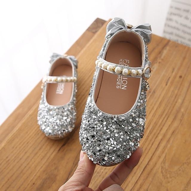 Crystal Bowknot Princess Shoes for Girls - Sparkling Party Dress Shoes for Weddings, Pageants & Special Occasions