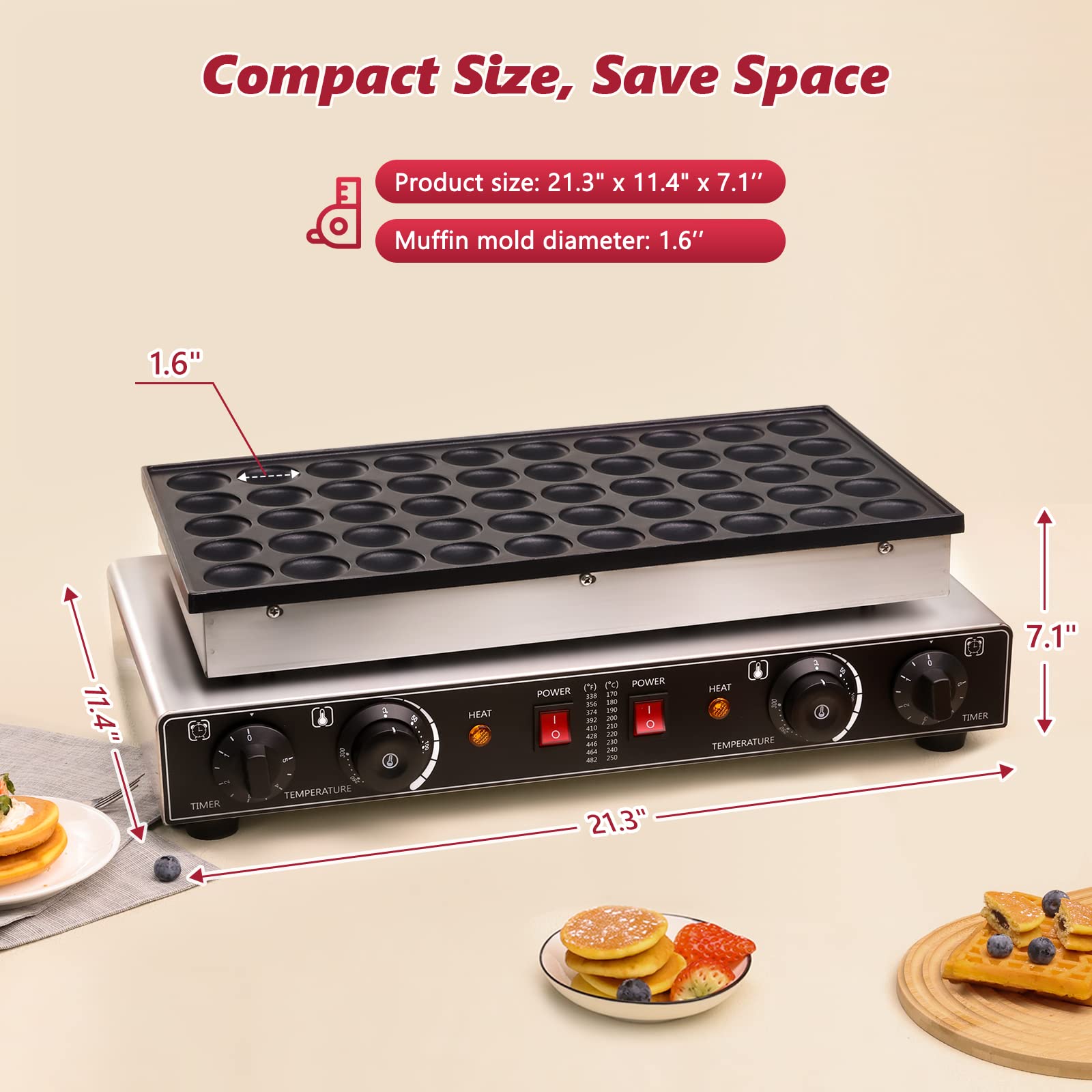 LANUEVA Mini Dutch Pancake Maker Machine - 1.6