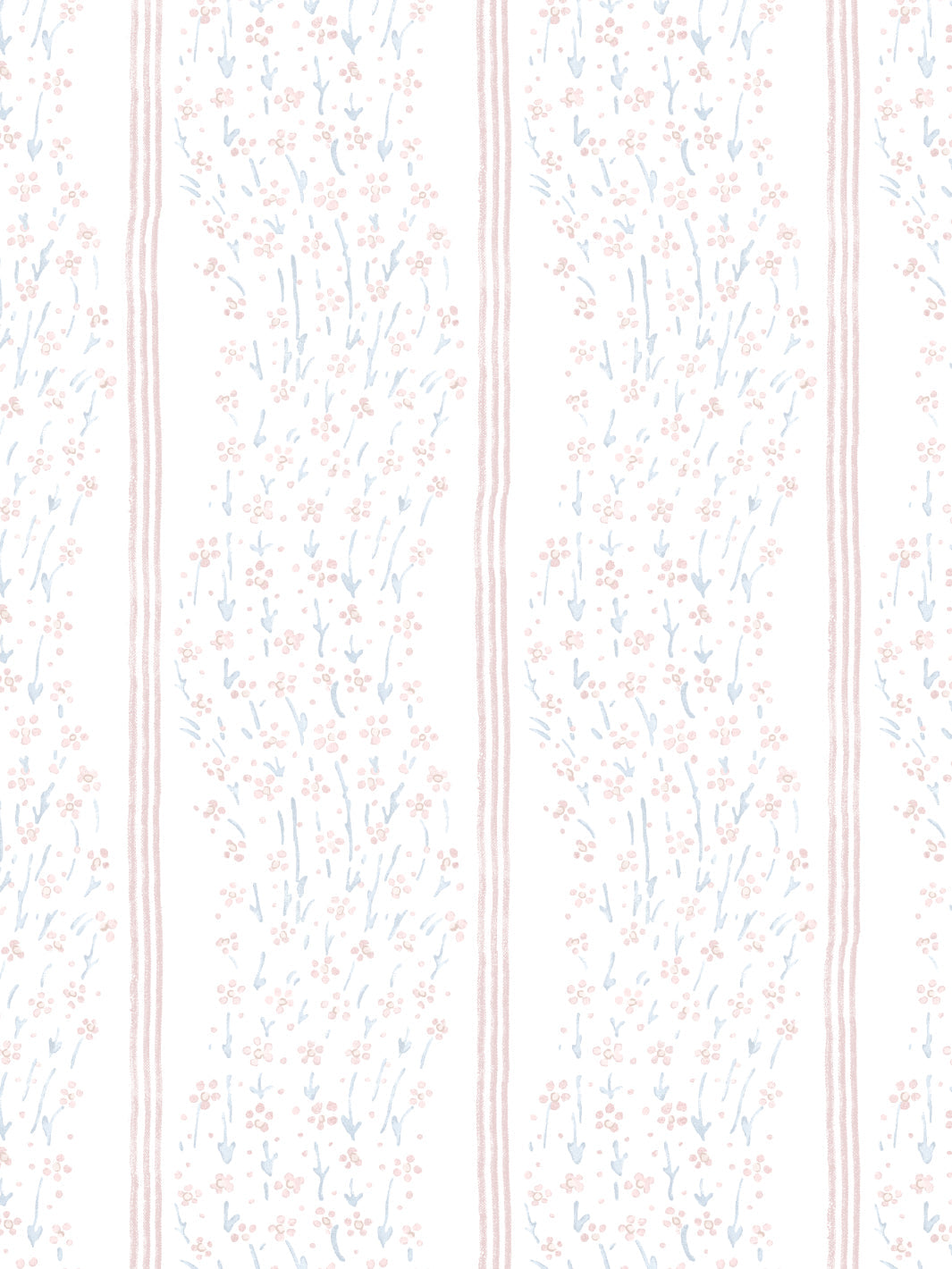 Nathan Turner Hillhouse Floral Ditsy Wave Stripe Wallpaper - Pink & Blue Vintage Pattern Peel & Stick Wallpaper for Bedroom, Living Room Decor