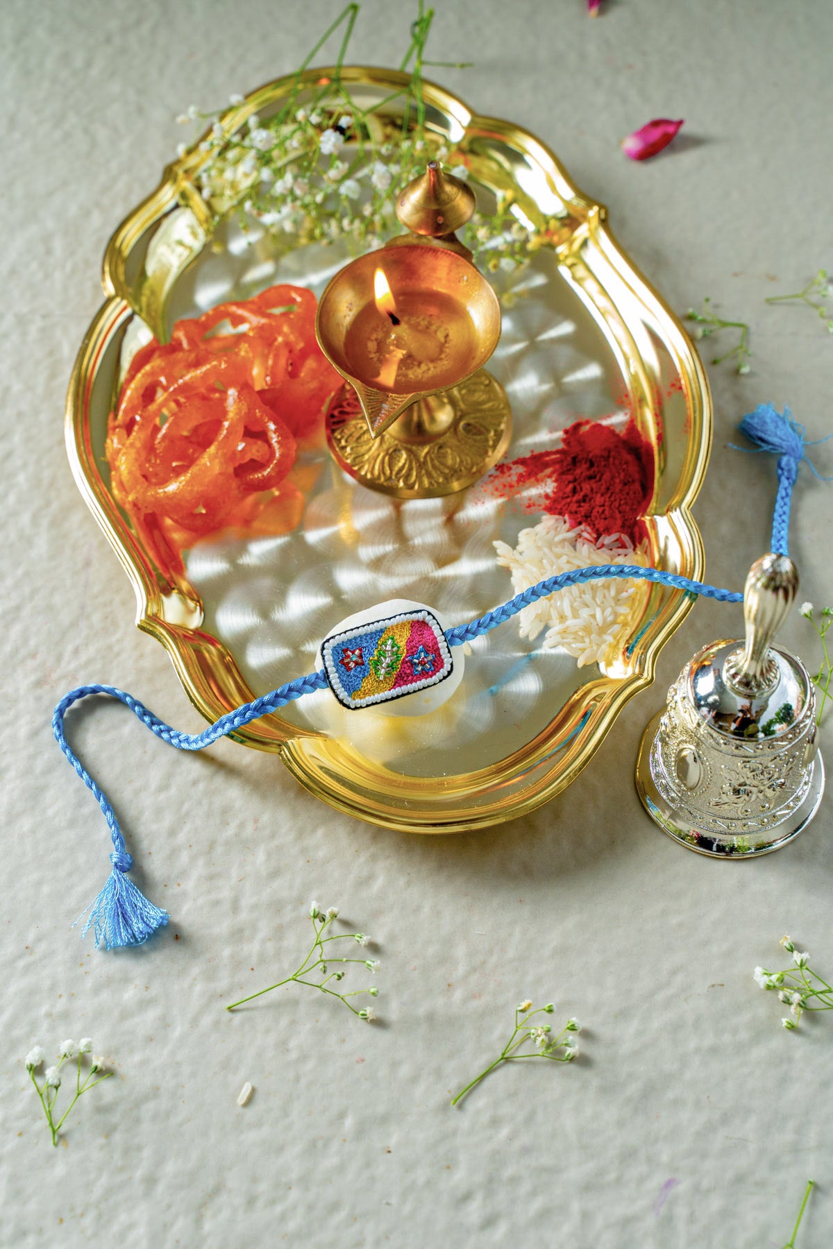 Exquisite Embroidered Rakhi Bracelet for Raksha Bandhan – Perfect Hindu Sibling Gift for Brothers & Sisters – Ideal for Festivals, Ceremonies, and Cultural Celebrations