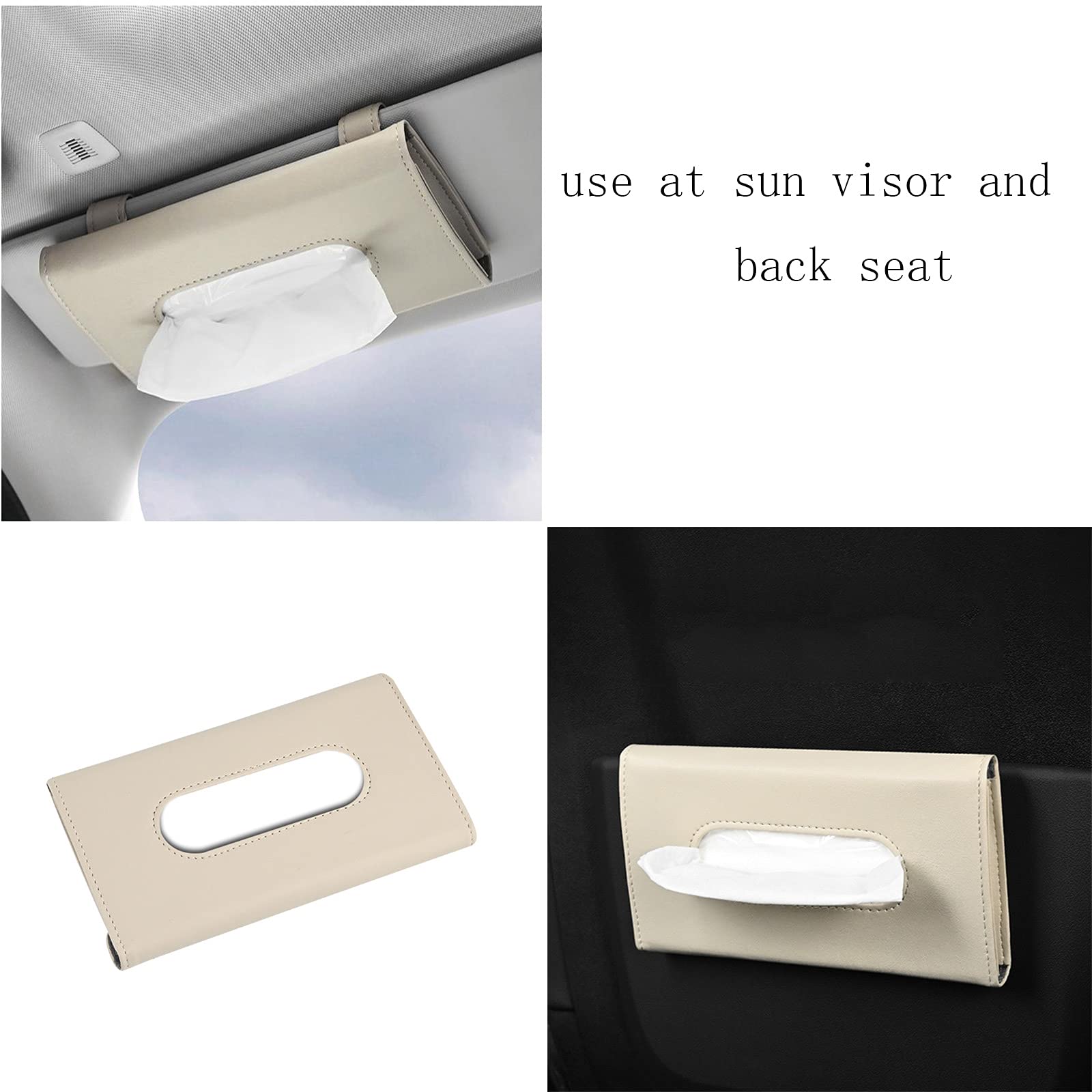 Premium PU Leather Car Tissue Holder - Hanging Sun Visor Tissue Box for Car, SUV & Vehicle | Compact & Durable Auto Accessory | Perfect for Road Trips, Commuting & Family Travel