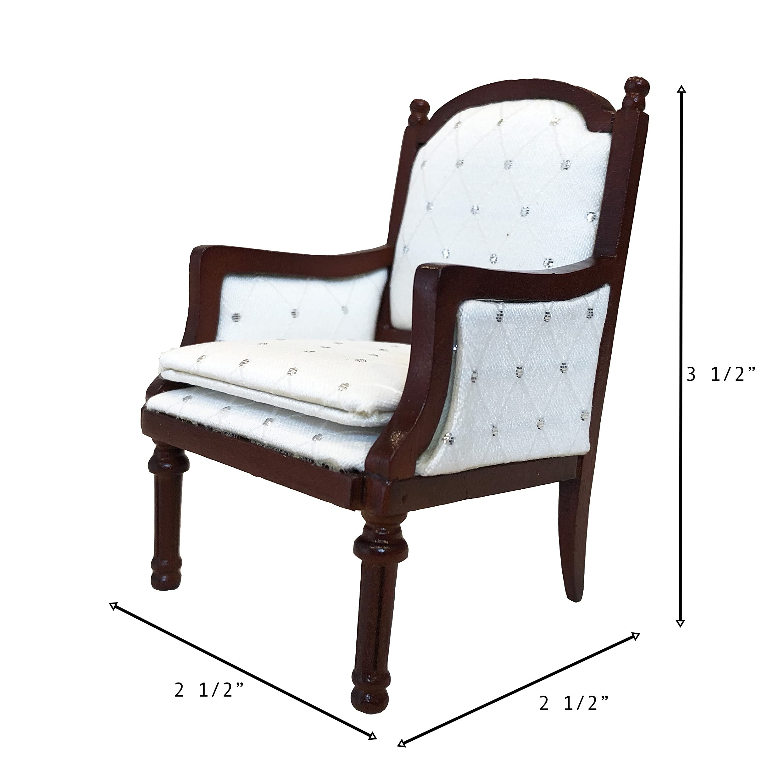 Miniature Wooden Dollhouse Armchairs Set of 2 - 3 to 6 Inch Doll Furniture for Dining & Lounge Areas - Perfect for Dollhouse Decor, Playrooms & Collectible Displays