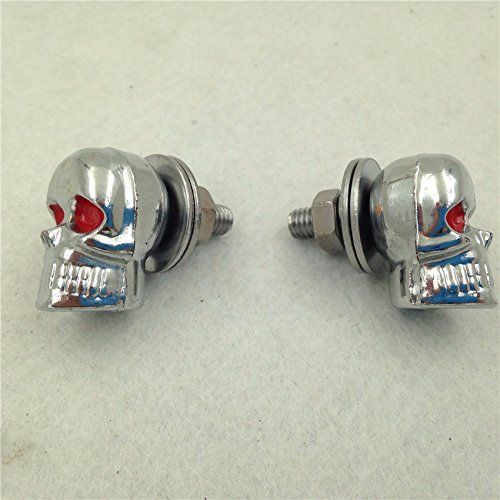 Universal Chrome Skull Eye Bolts - 2PCs for License Plate & Windshield Trim