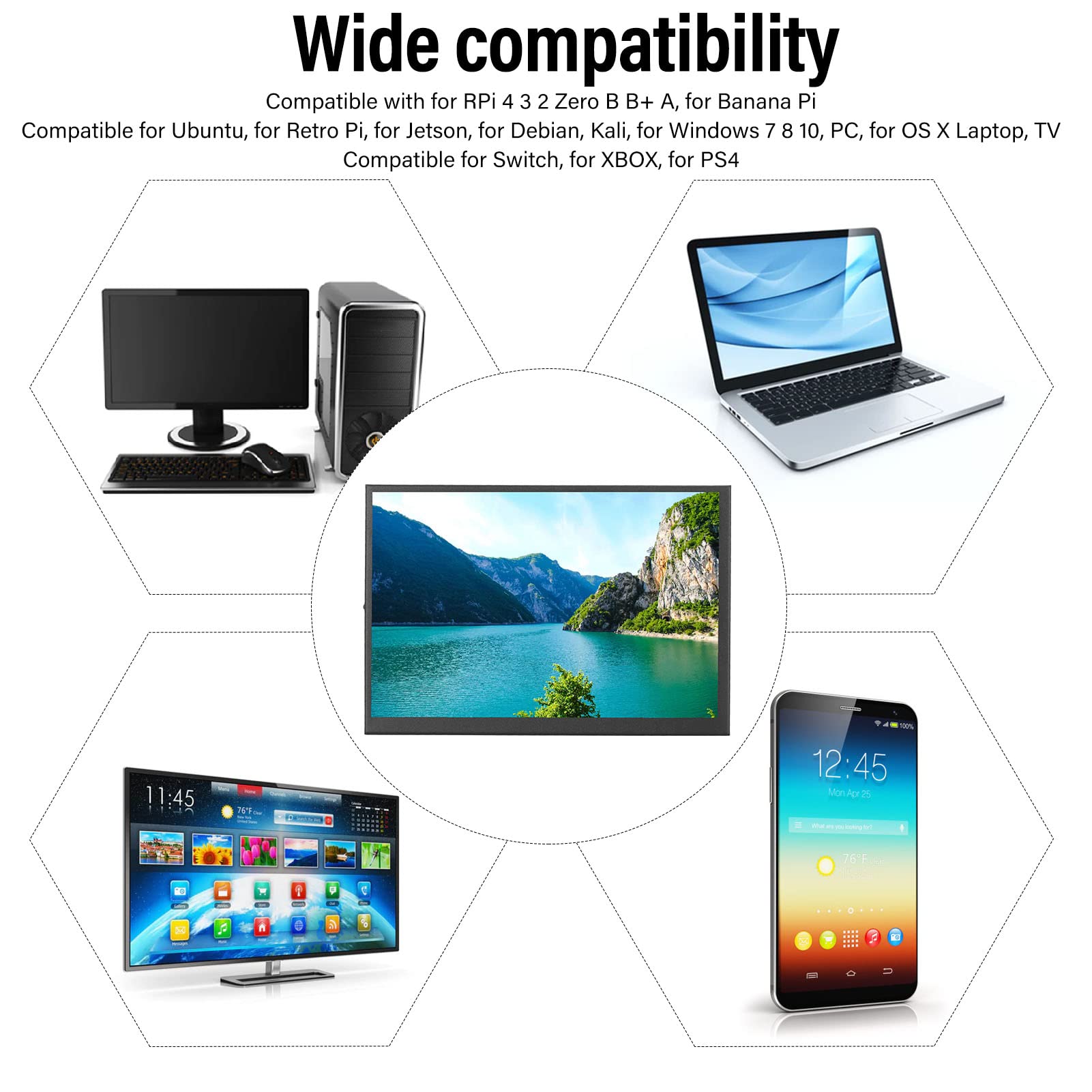 Vbestlife 8.9 Inch Portable Touch Screen Monitor - 1920x1200 Full HD IPS Display with HDMI & USB-C - 160° Wide View Angle External Travel Monitor for Laptop, PC, Phone & Raspberry Pi - Perfect for Remote Work, Gaming & Business Travel