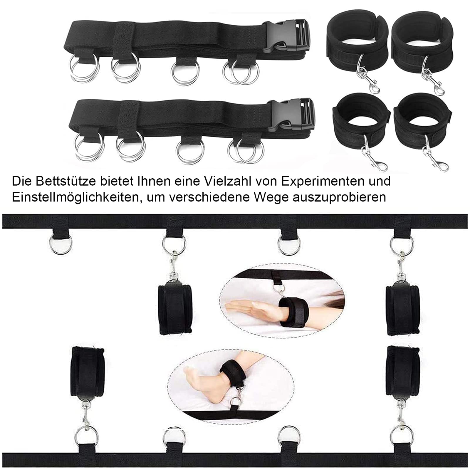 BDSM Bed Restraints Set - Handcuffs & Ankle Cuffs for Couples | Beginner-Friendly Bondage Kit | Bedroom Toys for Couples | Perfect for Spicing Up Your Sex Life & Exploring Kinky Play