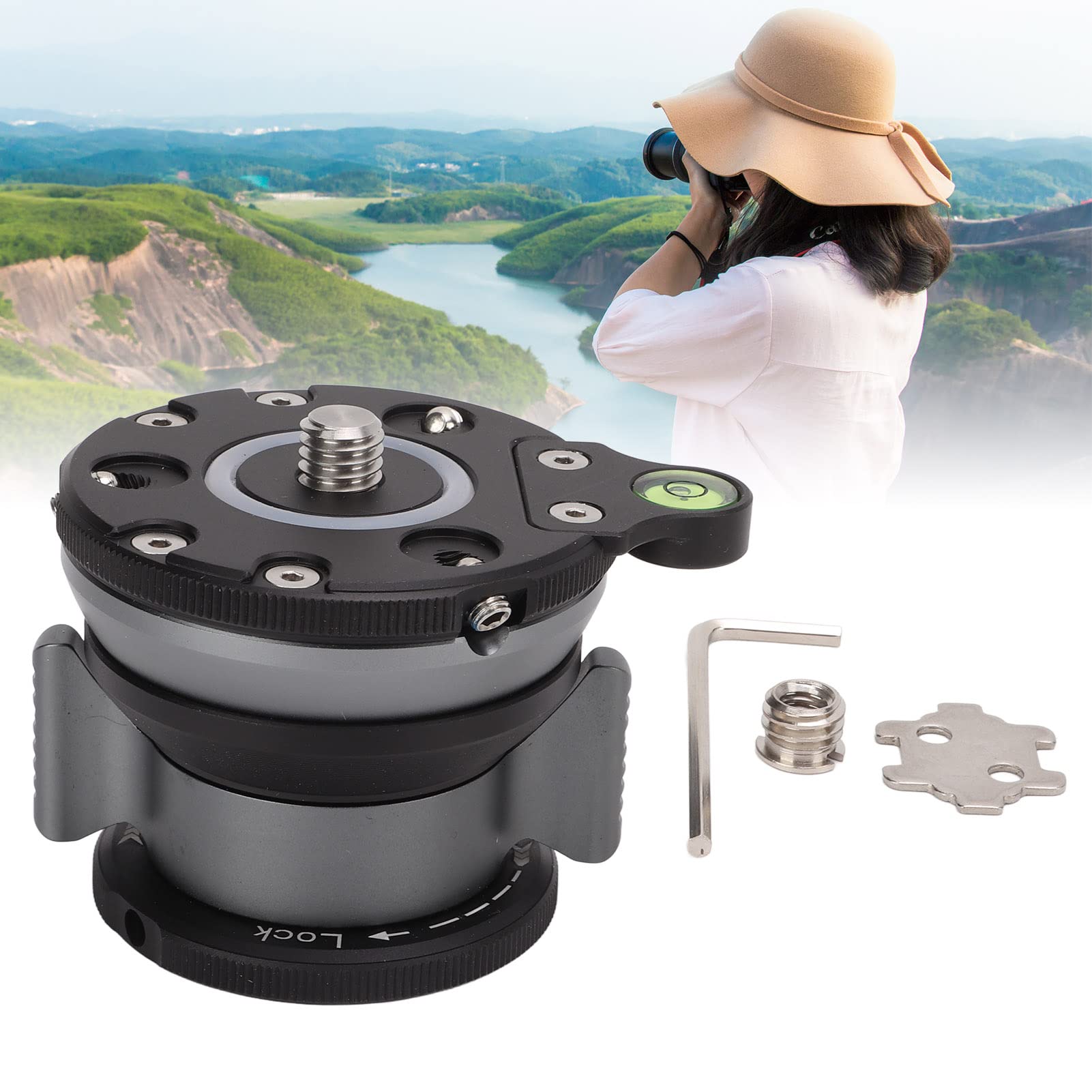 Aluminum Tripod Leveling Base with Bubble for Nikon Camera - Perfect for Panoramic Photography