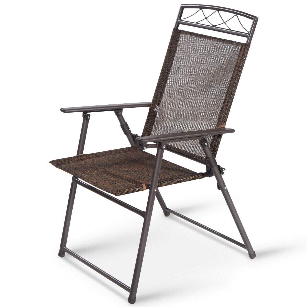 SPSUPE 4-Pack Outdoor Folding Chairs - Heavy Duty Steel Frame Camping Chairs for Patio, Garden, Poolside, Backyard & Coffee Time - Portable & Comfortable for Picnics, BBQs, Beach & Camping Trips