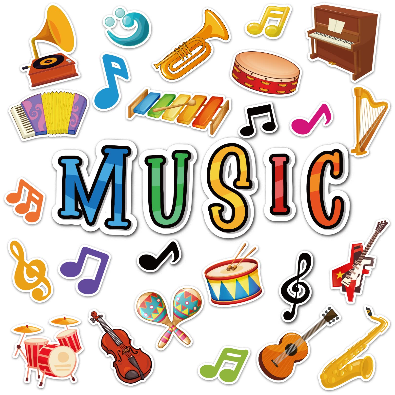 Music Note Cutouts - Classroom Bulletin Board Decorations & Music Party Supplies for Kids, Toddlers, Students - Perfect for Music Themed Birthday Parties, School Decor, and Classroom Displays