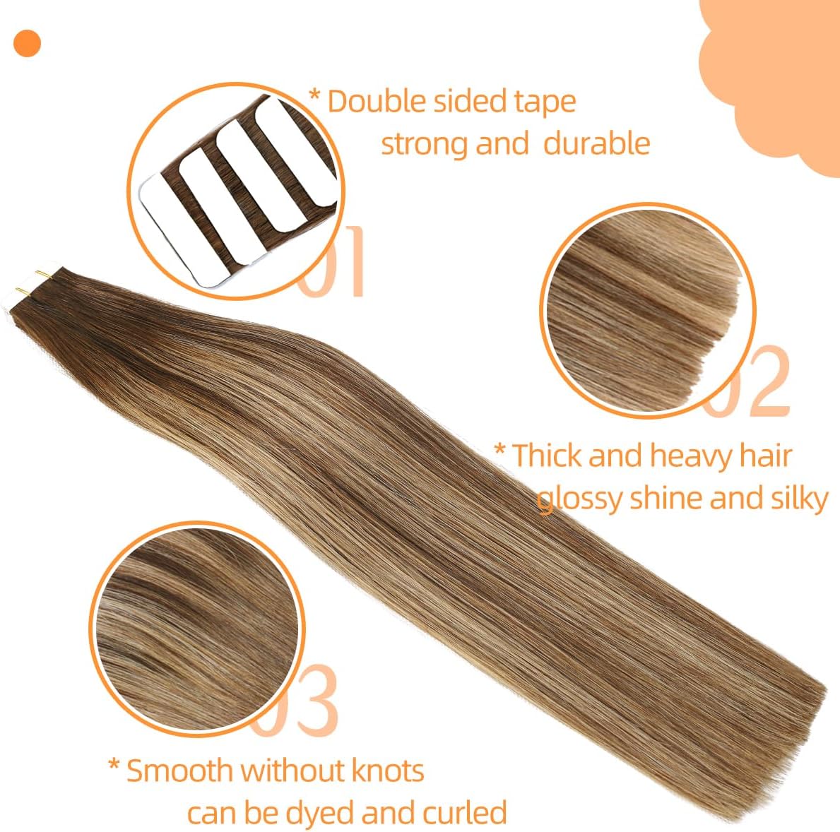 Seamless Skin Weft Tape for Human Hair Extensions - Invisible Hair Integration for Natural Look | Perfect for Daily Wear, Special Occasions & Styling