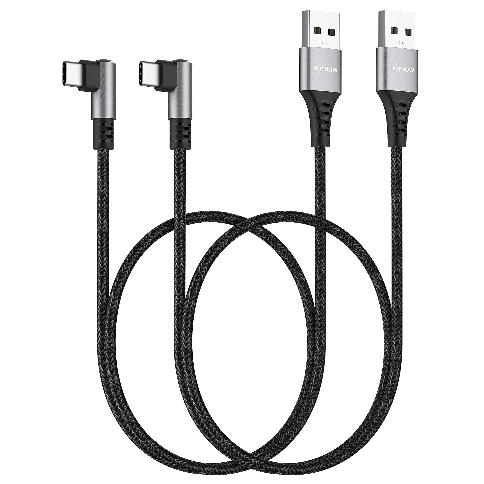 2-Pack Short 1.5ft Right Angle USB C Cable - Fast Charging USB Type C Cord Compatible with iPhone 15 Series, Galaxy S21/S20/S10/S9 Plus - Perfect for Bedside Charging, Car Use & Travel Accessories