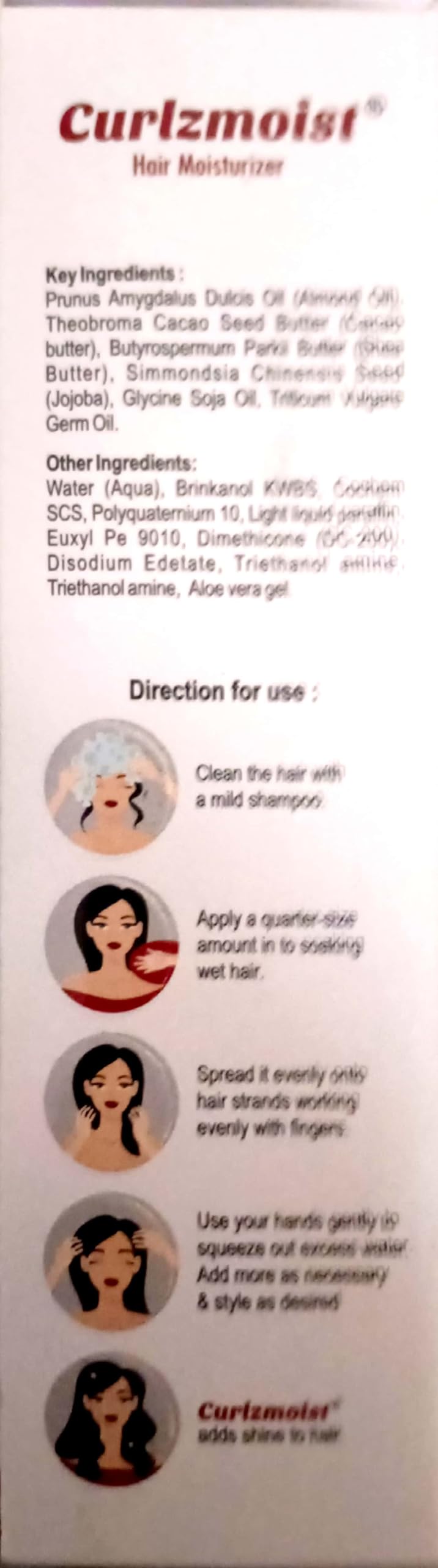 CURLZ-MOIST Hydrating Hair Moisturizer for Curly & Dry Hair - Deep Conditioning Treatment for Natural Curls, Frizz Control & Shine Enhancement | Perfect for Daily Use & Styling