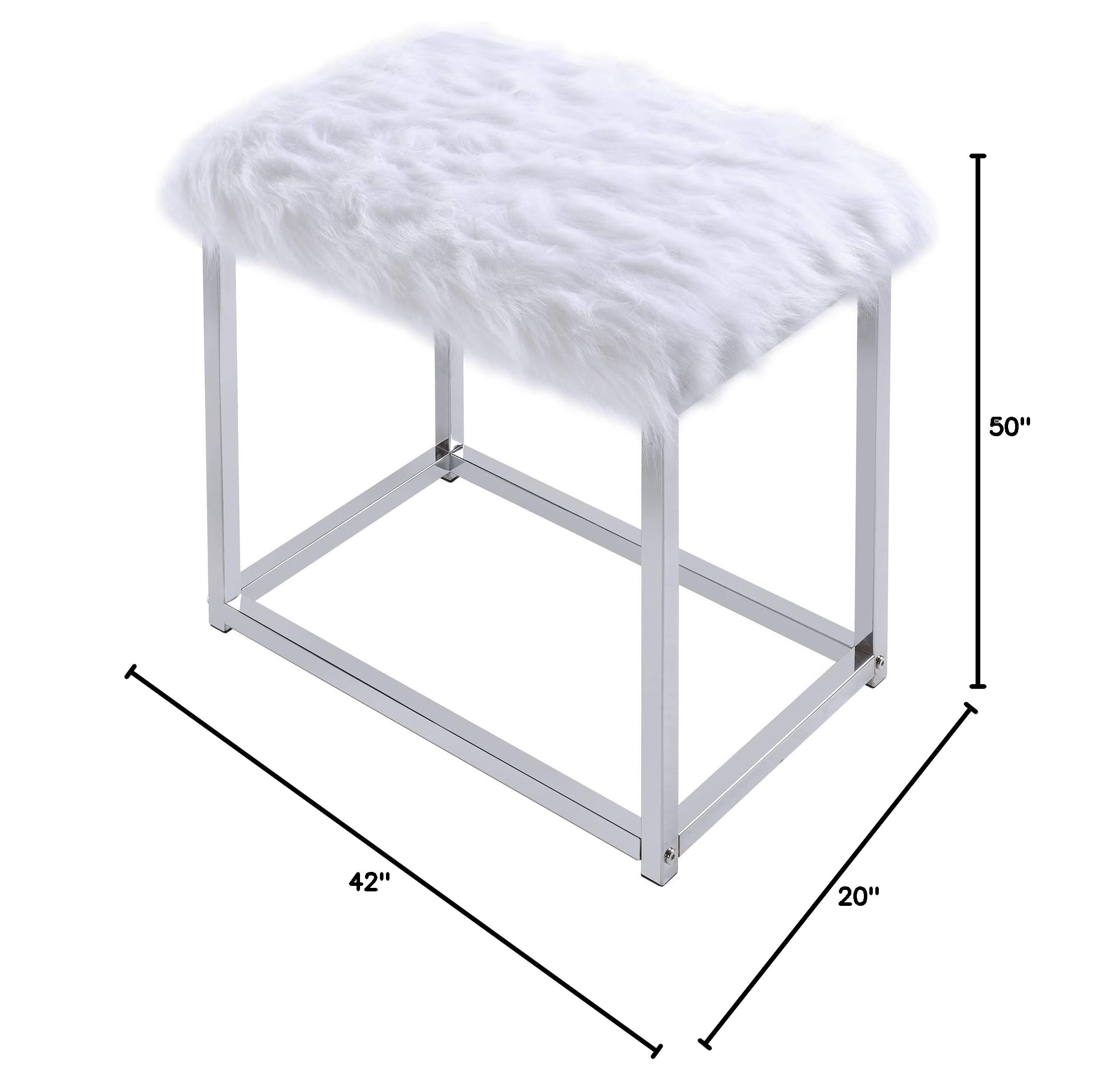 HABITRIO Vanity Set with Bench - Metal Frame Glass Top Makeup Dressing Table with Stool, Mirror & Storage Organizer - Elegant Bedroom Furniture for Women & Girls | Perfect for Makeup, Jewelry Organization & Home Decor