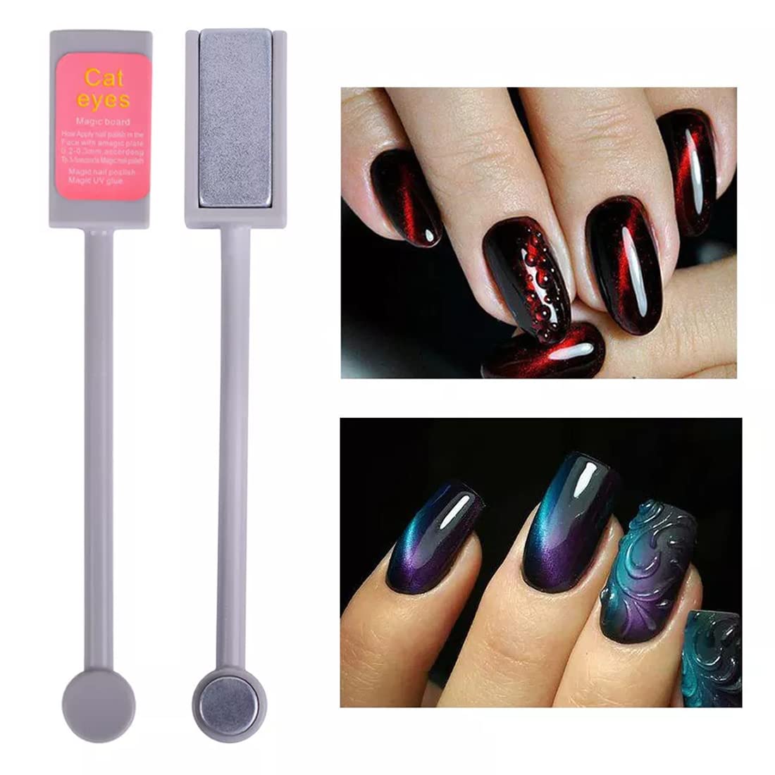 Gleevia 2Pcs Cat Eye Magnet for Nails - Double Head 3D Nail Art Magnet Stick for Cat Eye Gel Polish | Strong Magnetic Manicure Tool for Salon & Home Nail Designs