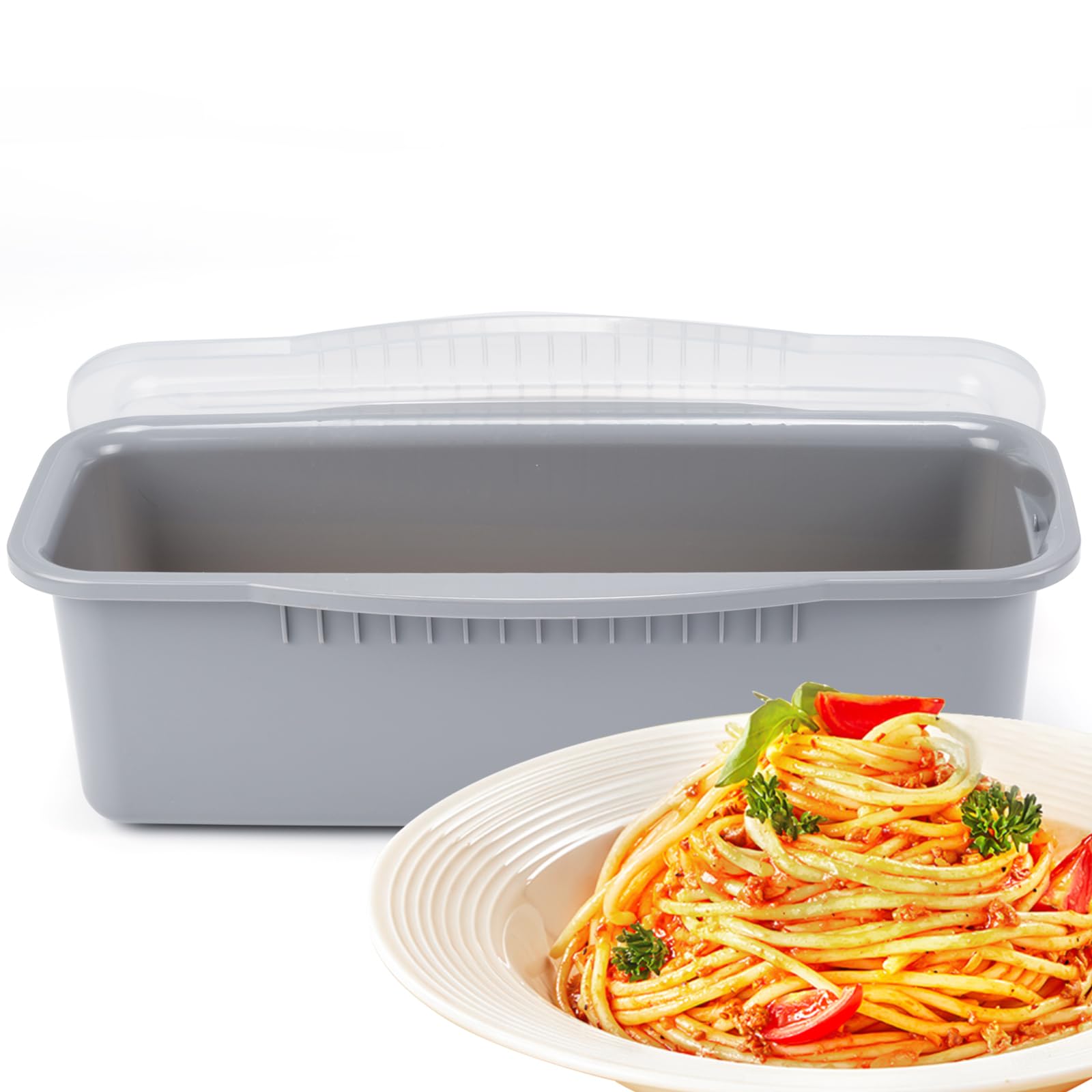 Microwave Pasta Maker Steamer with Straining Lid - Quick 10-15 Minute Spaghetti Cooker - Perfect for Dorms, Offices & College Kitchens - Easy Microwave Meal Prep for Busy Students & Professionals