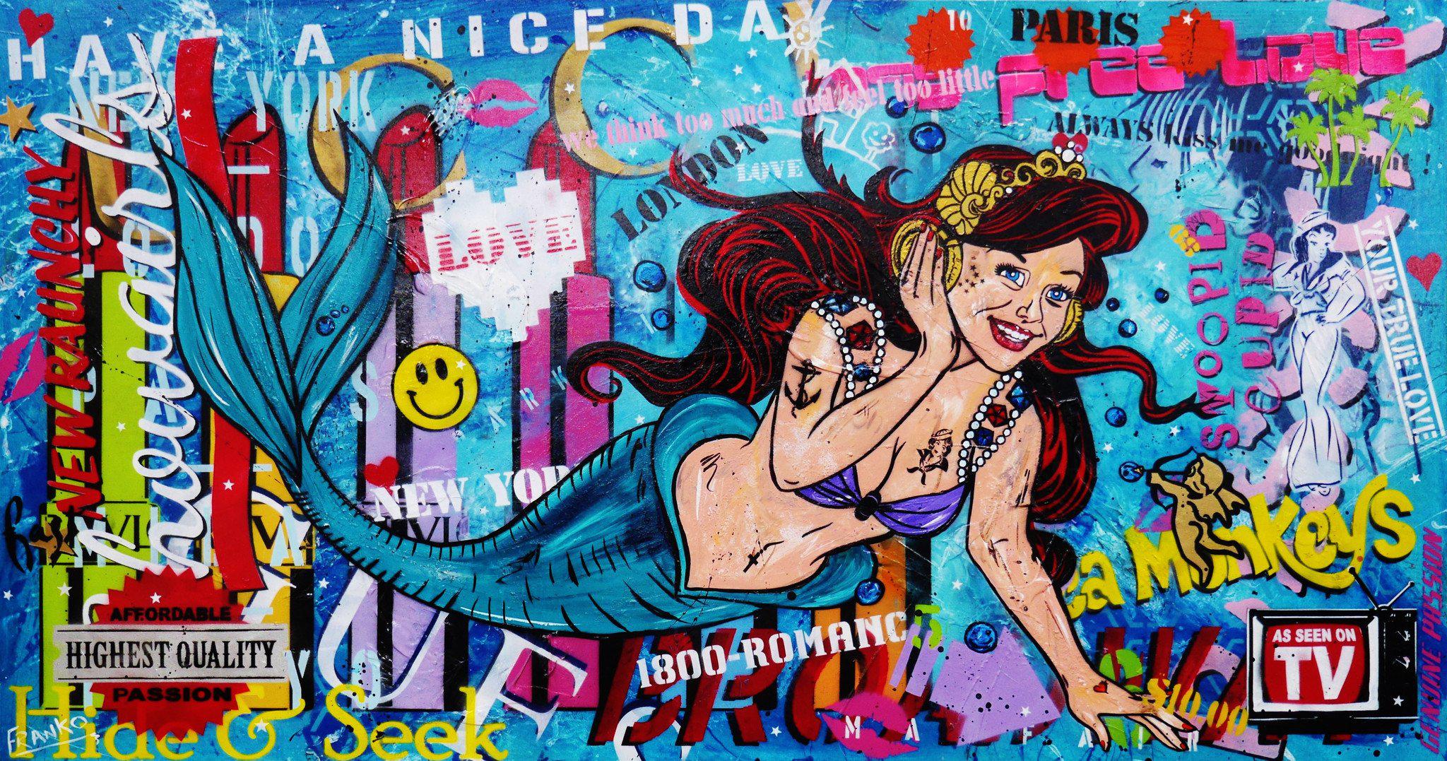 Urban Pop The Little Mermaid Art Print - Disney Inspired Wall Decor for Bedroom, Living Room & Office - Vibrant Pop Culture Poster