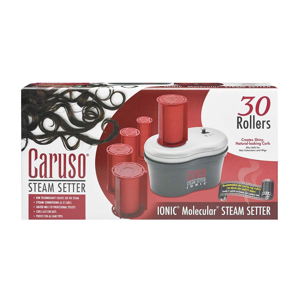 CARUSO IONIC 30-Piece Molecular Steam Hairsetter & Hot Rollers Set - 5 Sizes for Salon-Quality Curls | Ionic Conditioning Technology | Perfect for Home Styling, Parties & Special Events