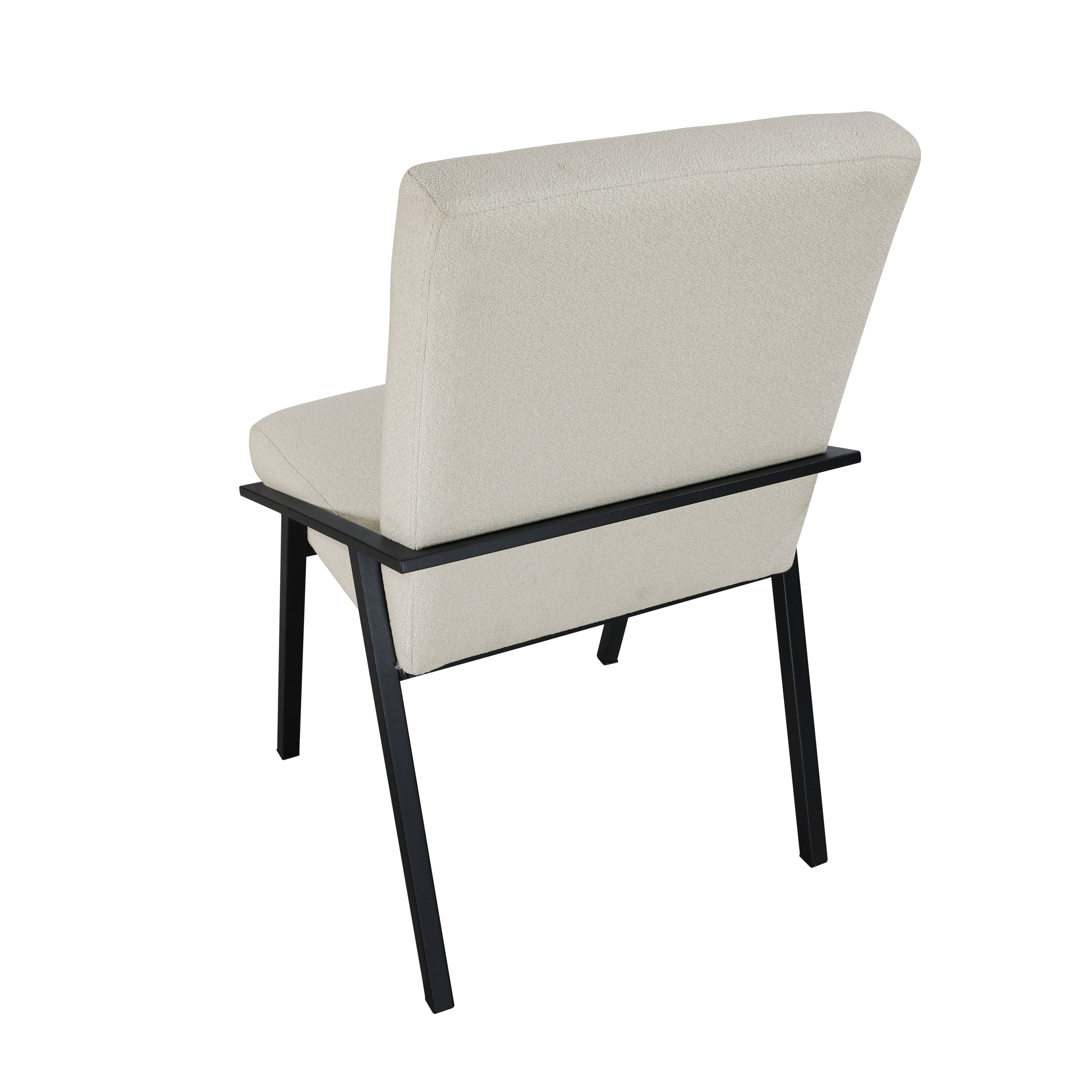 Modern Black Metal Base Cream Fabric Upholstered Dining Chairs Set of 2 - Contemporary Side Chairs for Kitchen, Dining Room & Office Seating