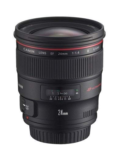 Canon EF 24mm f/1.4L II USM Wide Angle Prime Lens for DSLR Cameras - Professional Photography, Low Light Shooting, Landscape & Street Photography (Renewed)