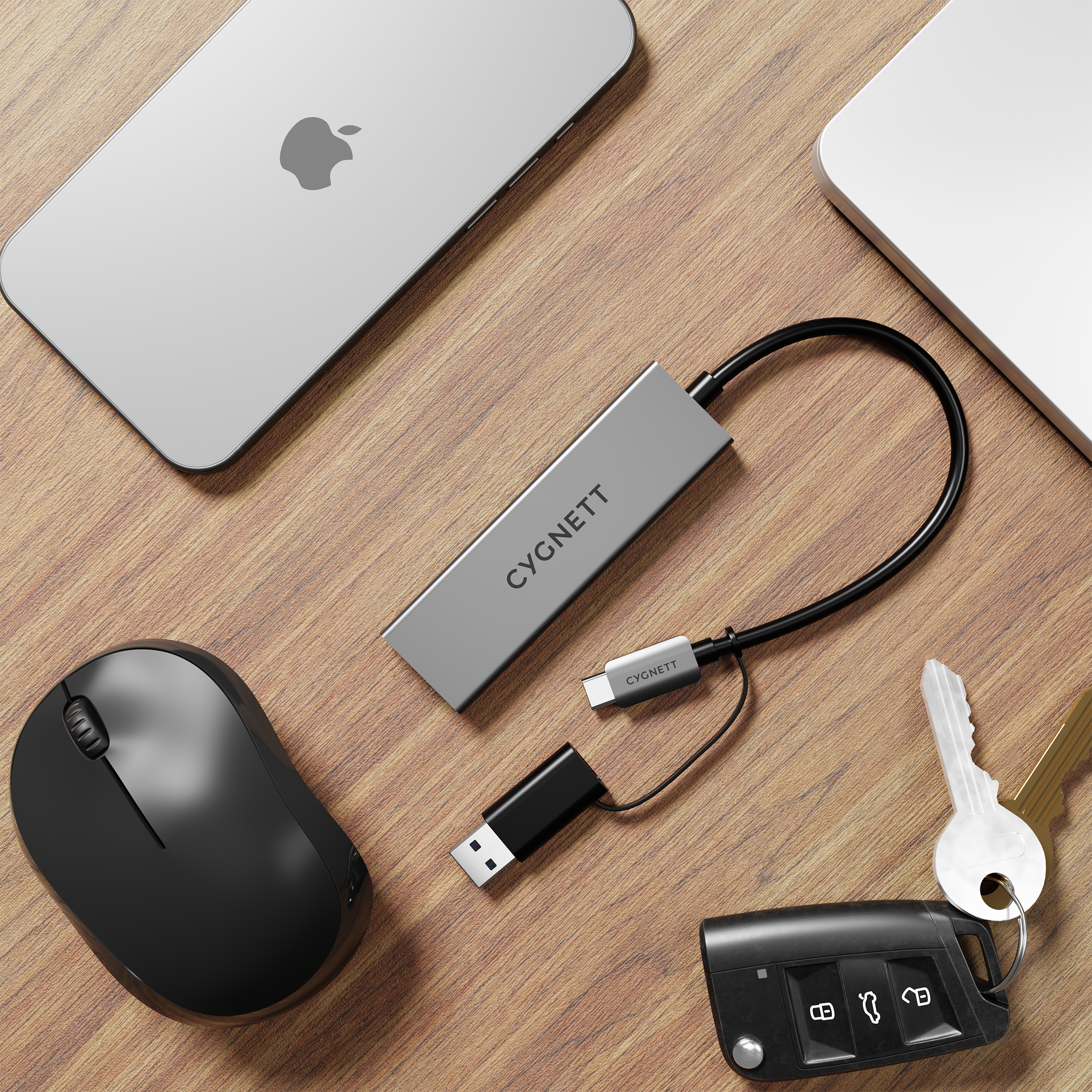 4-in-1 USB C Hub with USB C & USB A Ports - Multi-Port Adapter for MacBook, iPad, Laptop, Phone Charging & Data Transfer