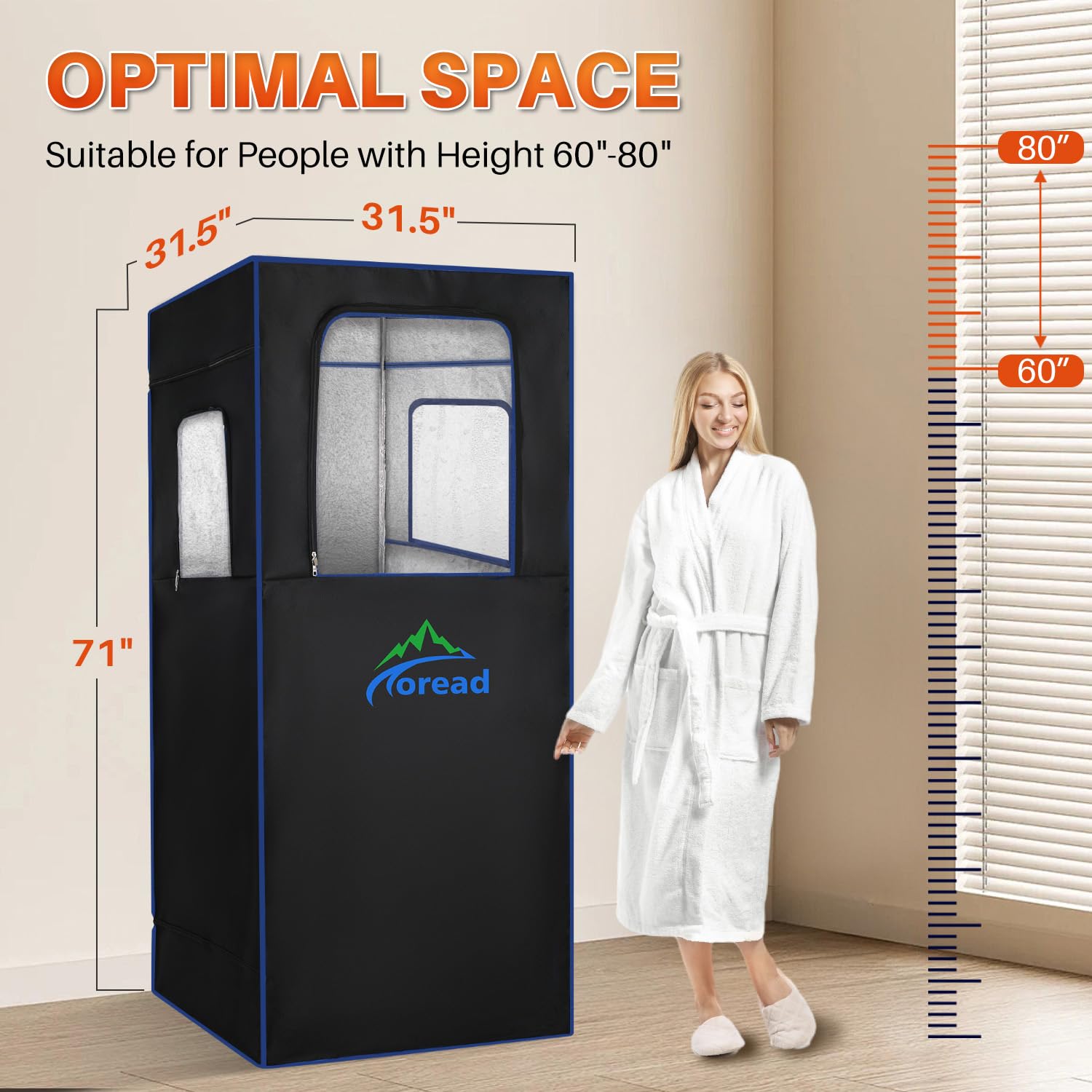Portable Steam Sauna Tent for Home Use - Foldable Single Person Sauna Box with 1000W Steam Generator & Remote - 300D Canvas Material (31.5