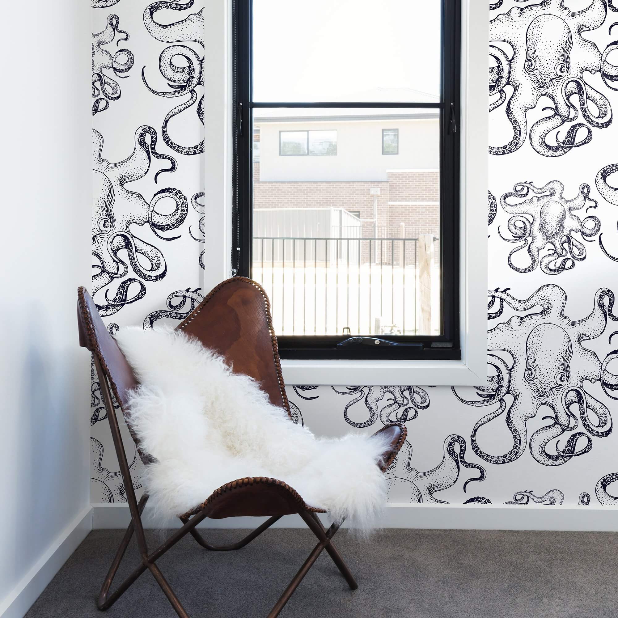 Black Fish Nautical Peel and Stick Removable Wallpaper - Self-Adhesive Decorative Wall Mural for Bedroom, Bathroom, Kitchen & Nursery - Easy to Apply & Remove