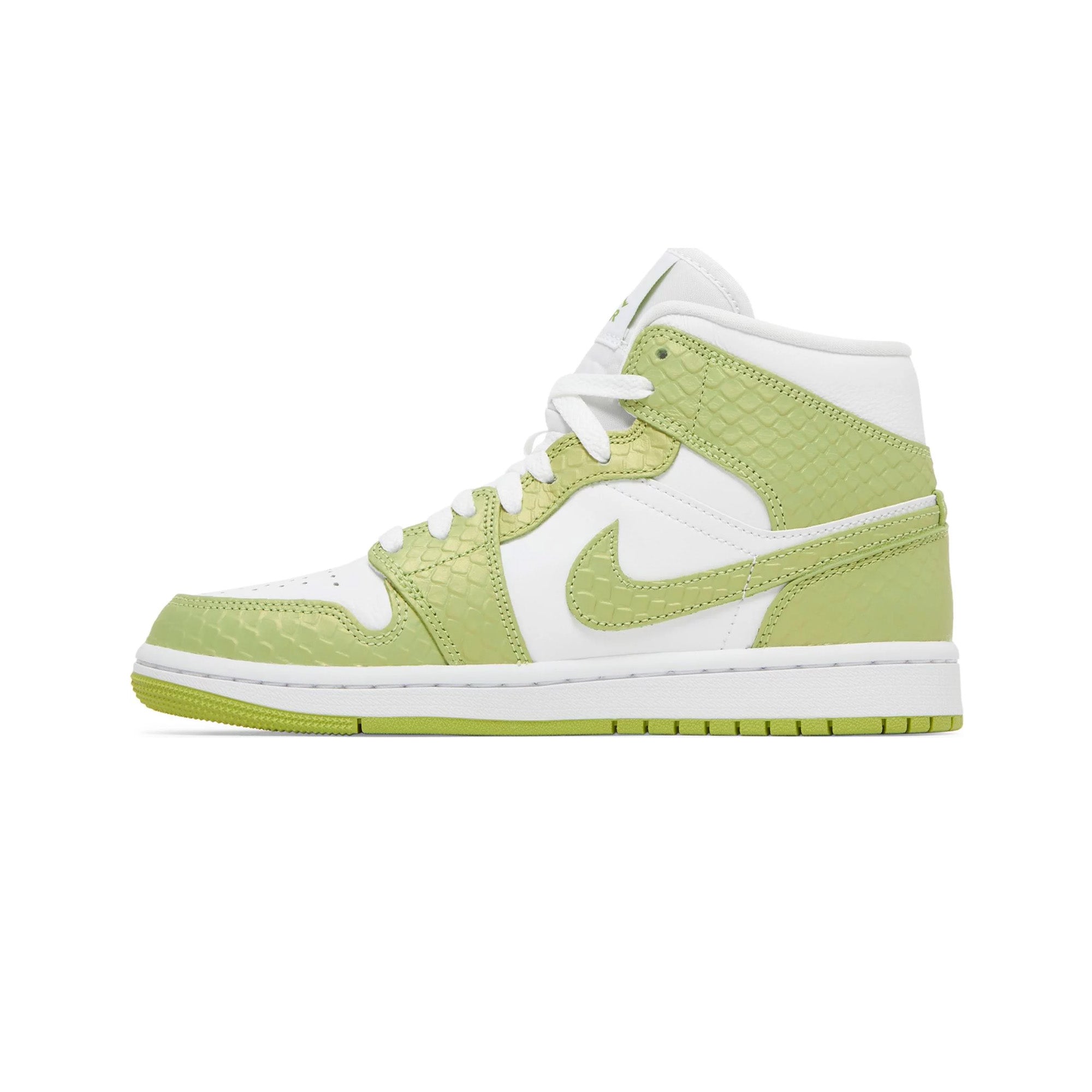 Air Jordan 1 Mid 'Green Python' Women's Basketball Shoes (2022) - Stylish Sneakers for Casual Wear, Gym & Street Fashion