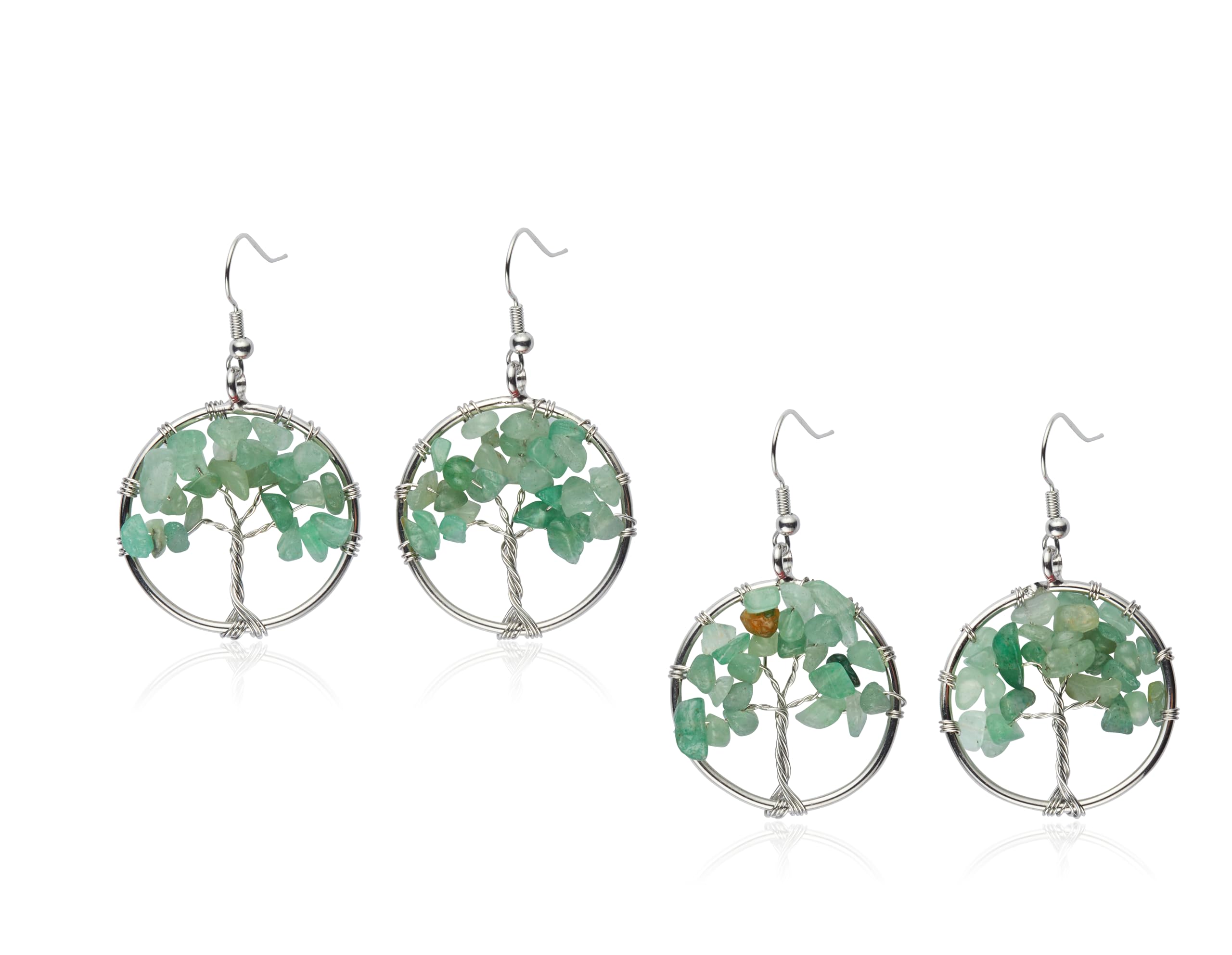 Tree of Life Hoop Earrings - Green Jade Dangle Drop Earrings for Women | Graduation Gift, Teacher Appreciation, Back to School Present | Boho Jewelry for Everyday Wear & Special Occasions