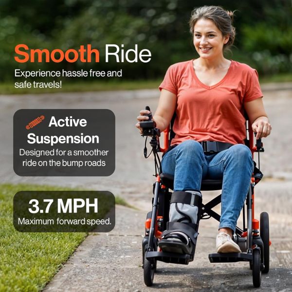 SuperHandy GoRide Folding Electric Wheelchair - Lightweight & Portable Mobility Scooter for Adults & Seniors - Perfect for Travel, Shopping & Indoor/Outdoor Use