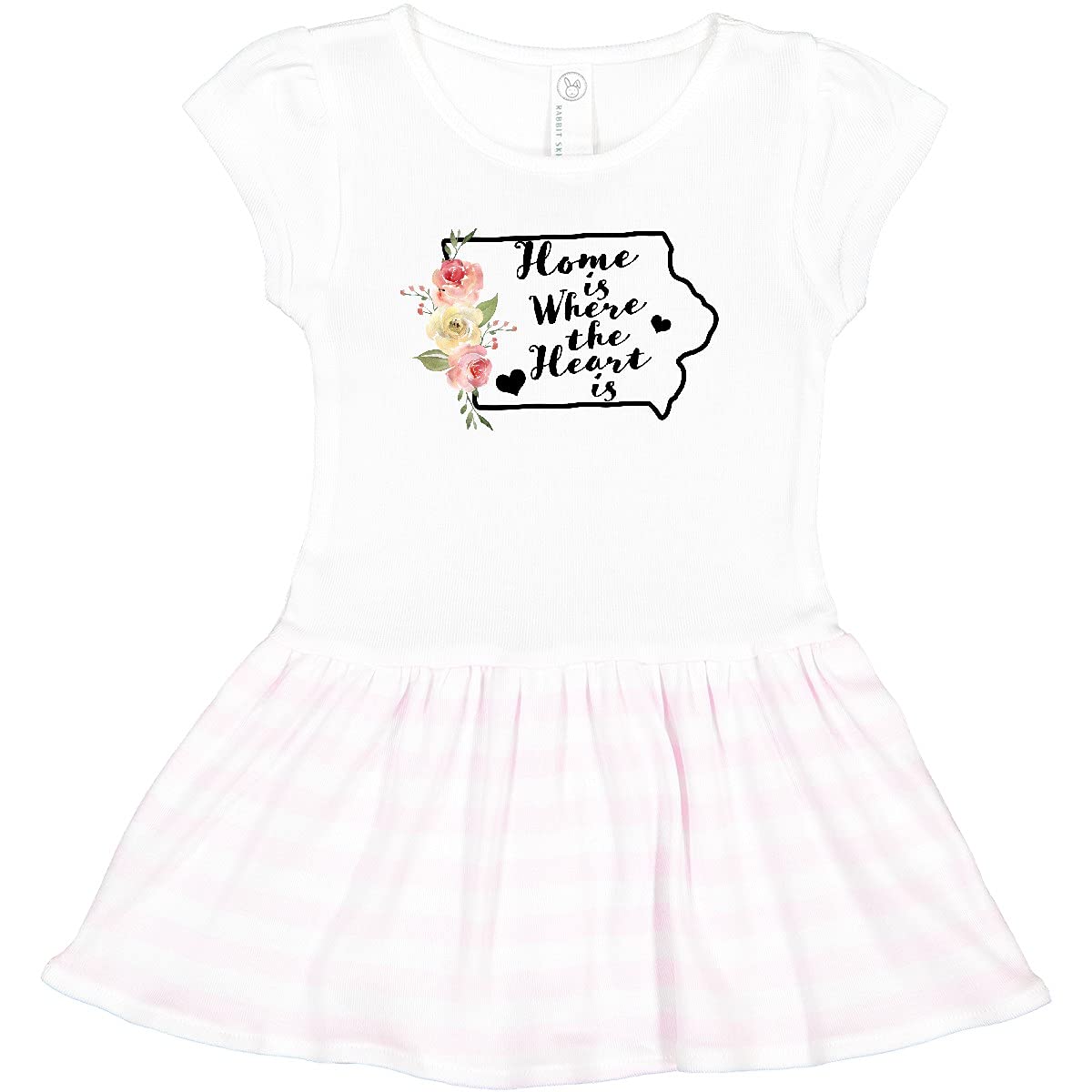Inktastic Iowa Home is Where The Heart is - Watercolor Floral Print Toddler Dress for Girls | Casual Wear, Birthday Party, Family Photos, Special Occasions