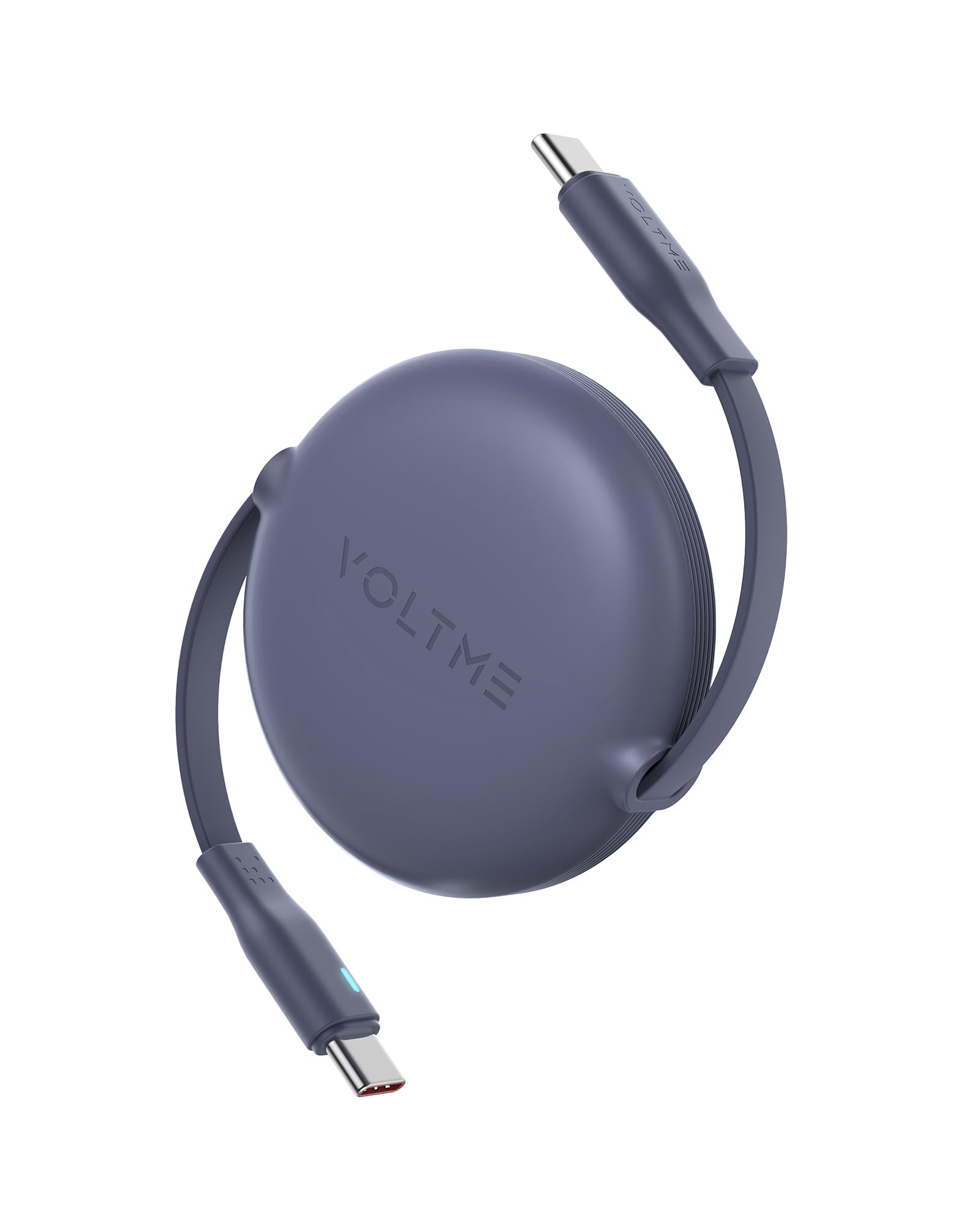 VOLTME 60W USB C to USB C Fast Charging Cable (3.3ft) - Retractable Type C Cable Compatible with iPhone 15, MacBook Pro, iPad Pro/Air, Galaxy S24+/Ultra - Perfect for Travel, Office & Home Charging (Blue)
