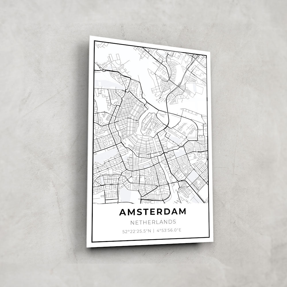 Amsterdam Map Glass Art - Stunning Handmade Glass Wall Decor for Home & Office - Perfect Gift for Travel Lovers & Dutch Culture Enthusiasts