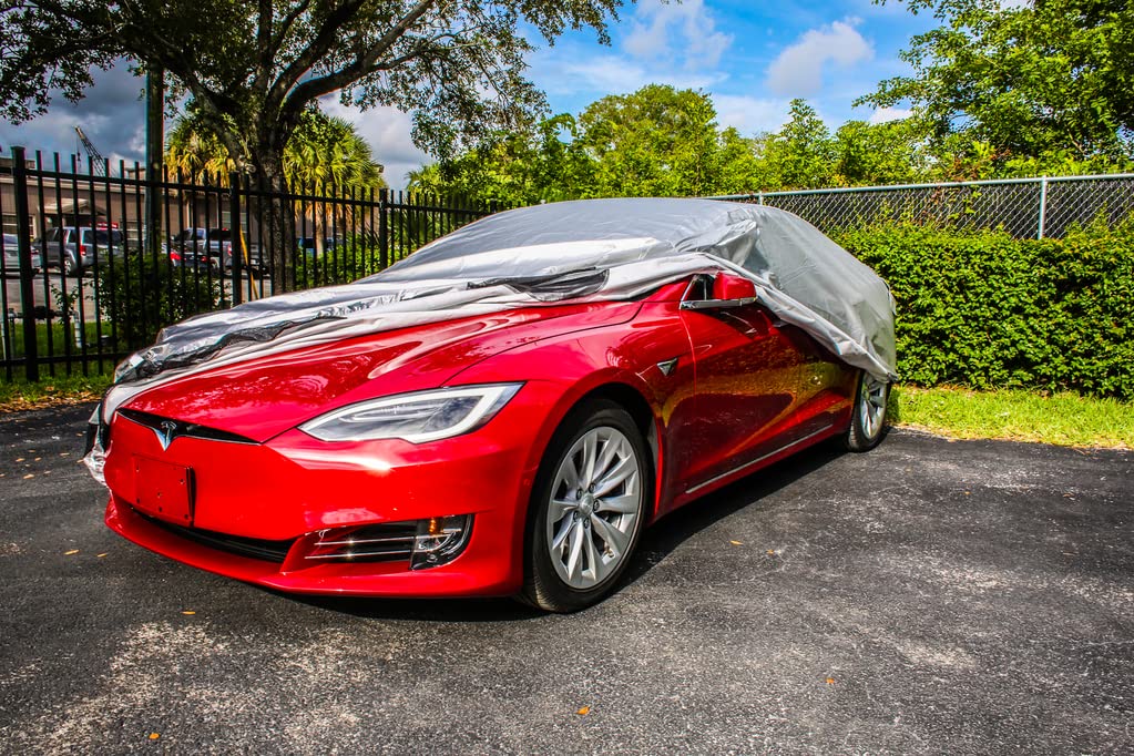 EVANNEX All-Weather Waterproof Car Cover for Tesla Model S - Outdoor Vehicle Accessories with Ventilated Mesh & Charging Port Access - Perfect for Garage, Driveway & Long-Term Storage Protection