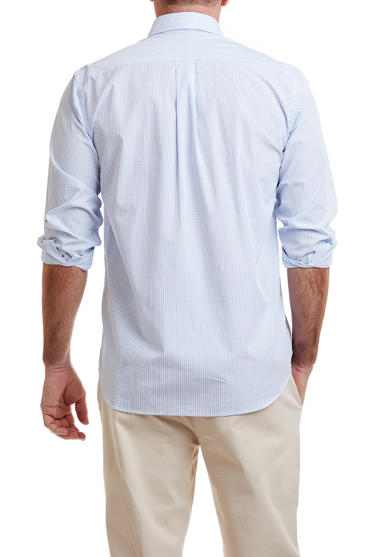 Men's Chase Shirt Blue Graph with Orange Grosgrain Trim - Stylish Casual Button Down for Work, Office & Everyday Wear