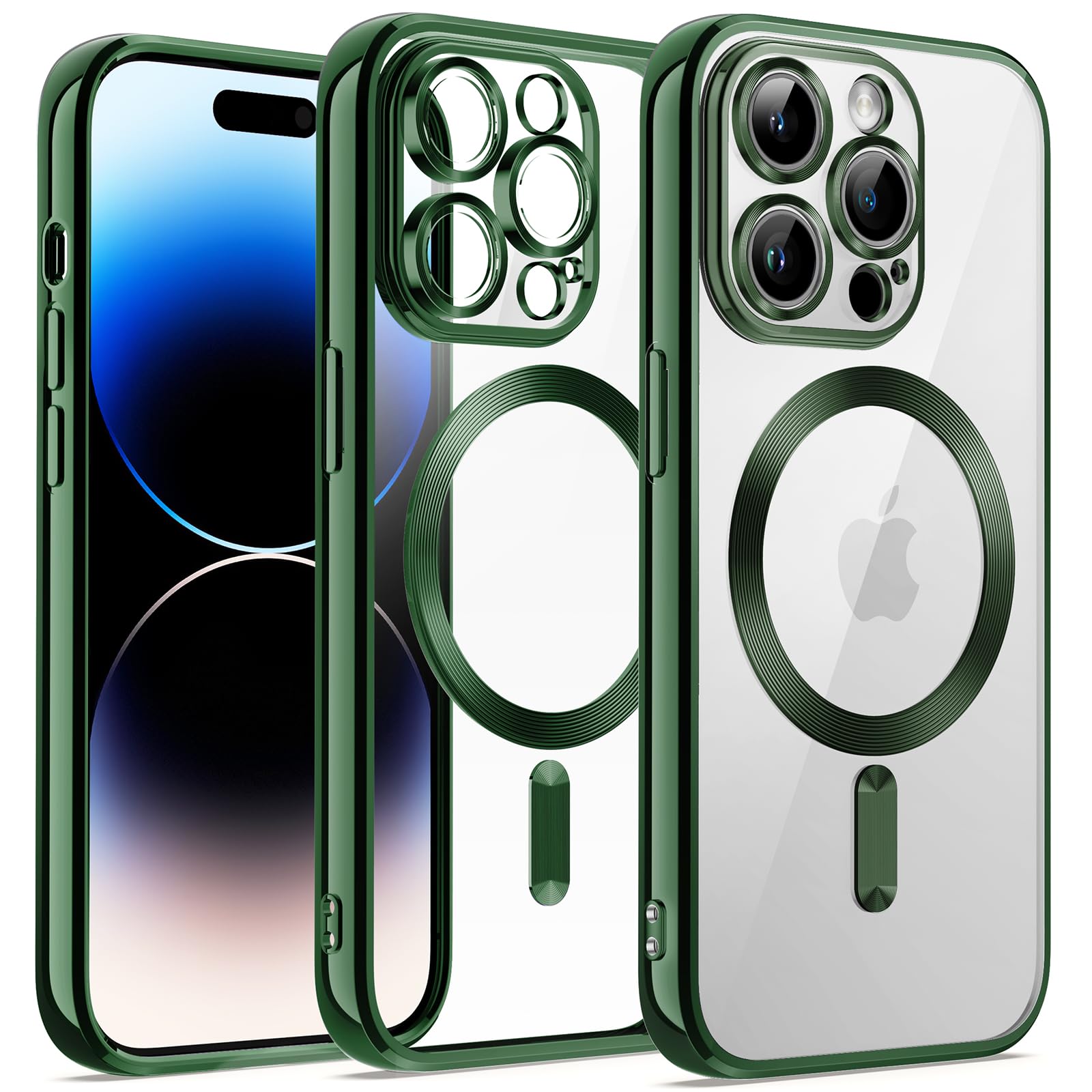 JETech iPhone 14 Pro 6.1-Inch Soft Clear Case with Full Camera Protection | MagSafe Compatible Wireless Charging | Shockproof Electroplated TPU Phone Cover (Green) - Perfect for Daily Use, Travel & Outdoor Activities