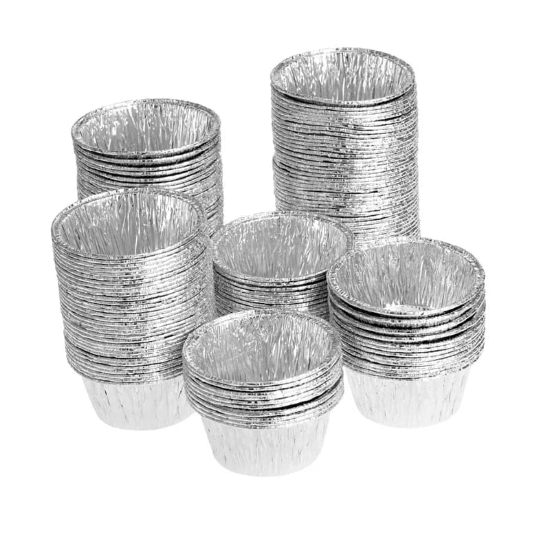 Kunya® 100-Piece Aluminum Foil Disposable Baking Cups - Round Muffin, Cupcake & Choco Lava Cake Tin Molds for Perfect Baking | Ideal for Home, Party & Commercial Use