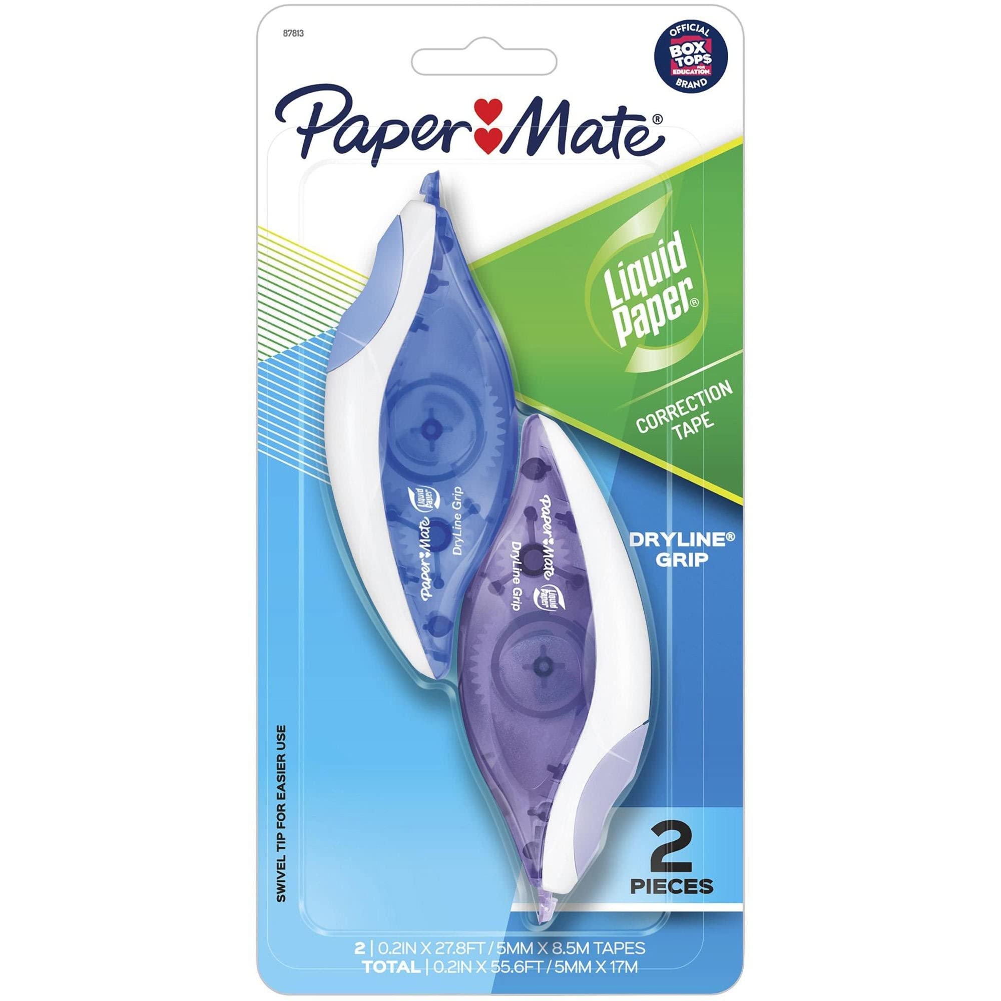 Paper Mate Liquid Paper DryLine Grip Correction Tape - White Out Tape for Documents, School & Office Supplies - Perfect for Erasing Mistakes on Paper, Homework & Reports