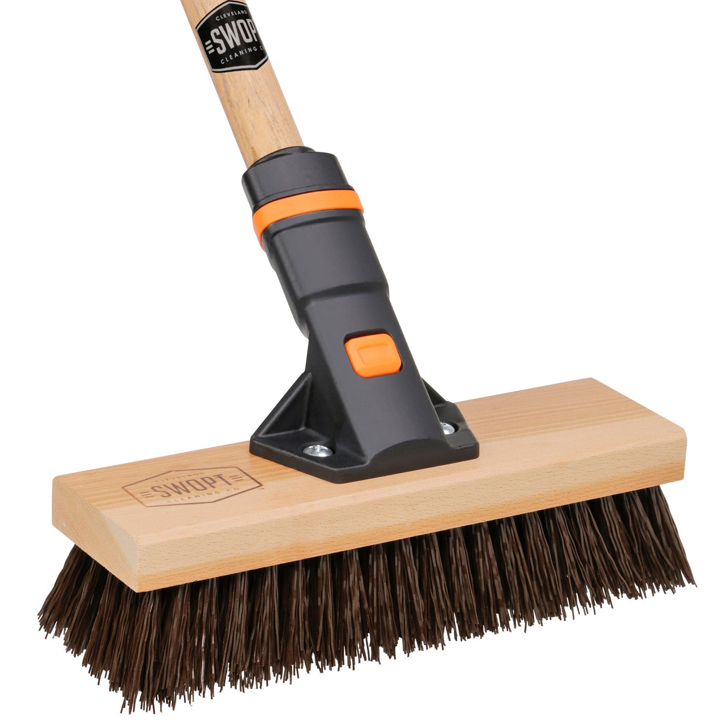 10-Inch Rough Surface Deck Brush Head with 60-Inch Wood Handle Combo - Heavy Duty Outdoor Cleaning for Decks, Patios, and Concrete Surfaces