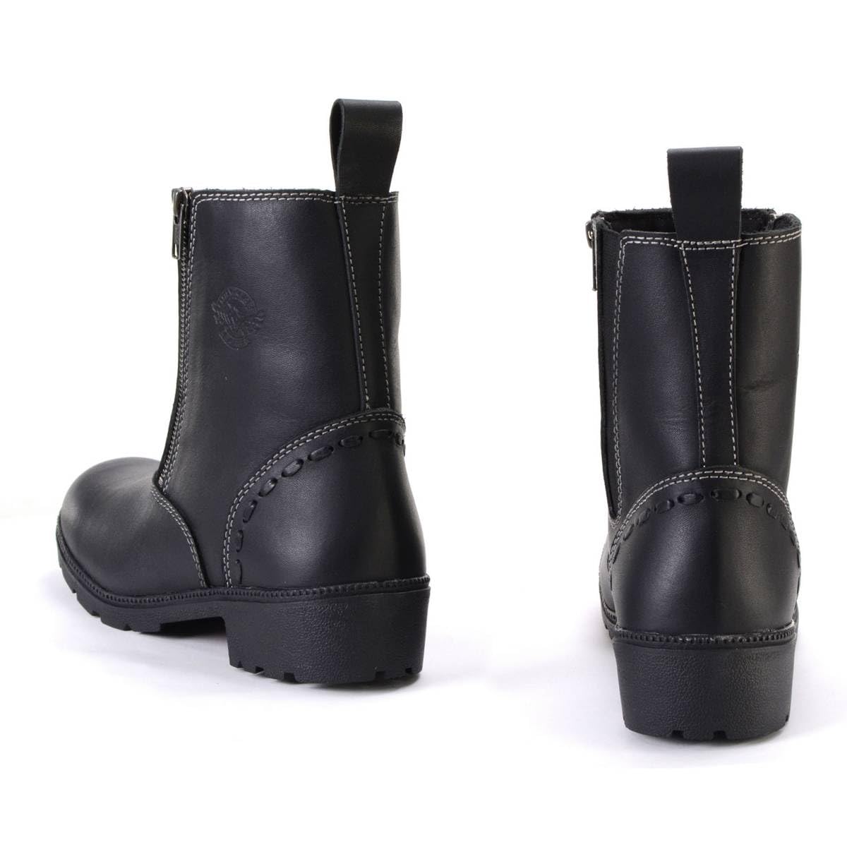 Milwaukee Leather MBL9327 Women's Black Leather Motorcycle Boots - Dual Zipper Closure, Comfortable & Durable Riding Footwear for Harley Davidson & Cruiser Bikes | Perfect for Long Rides & Motorcycle Events