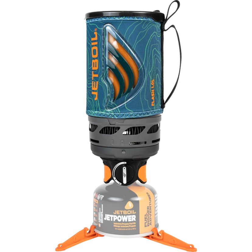 Jetboil Flash 1.0L Camping Stove with Ocean Topo Design - Lightweight Backpacking Cook System for Hiking, Camping & Outdoor Adventures